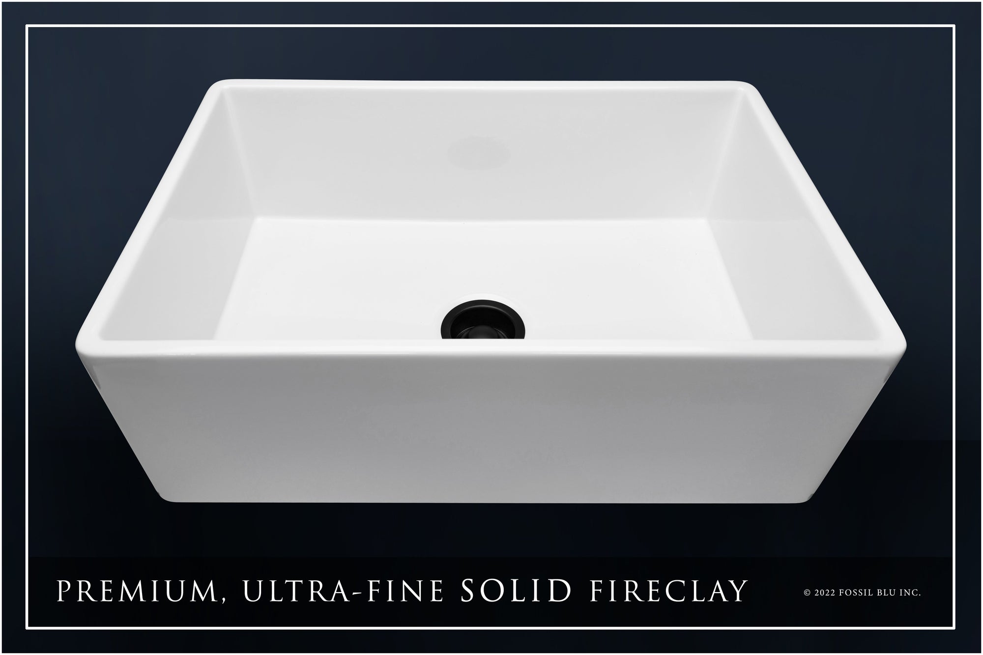 FSW1001MB LUXURY 30-INCH SOLID FIRECLAY FARMHOUSE SINK IN WHITE, MATTE BLACK ACCS, FLAT FRONT