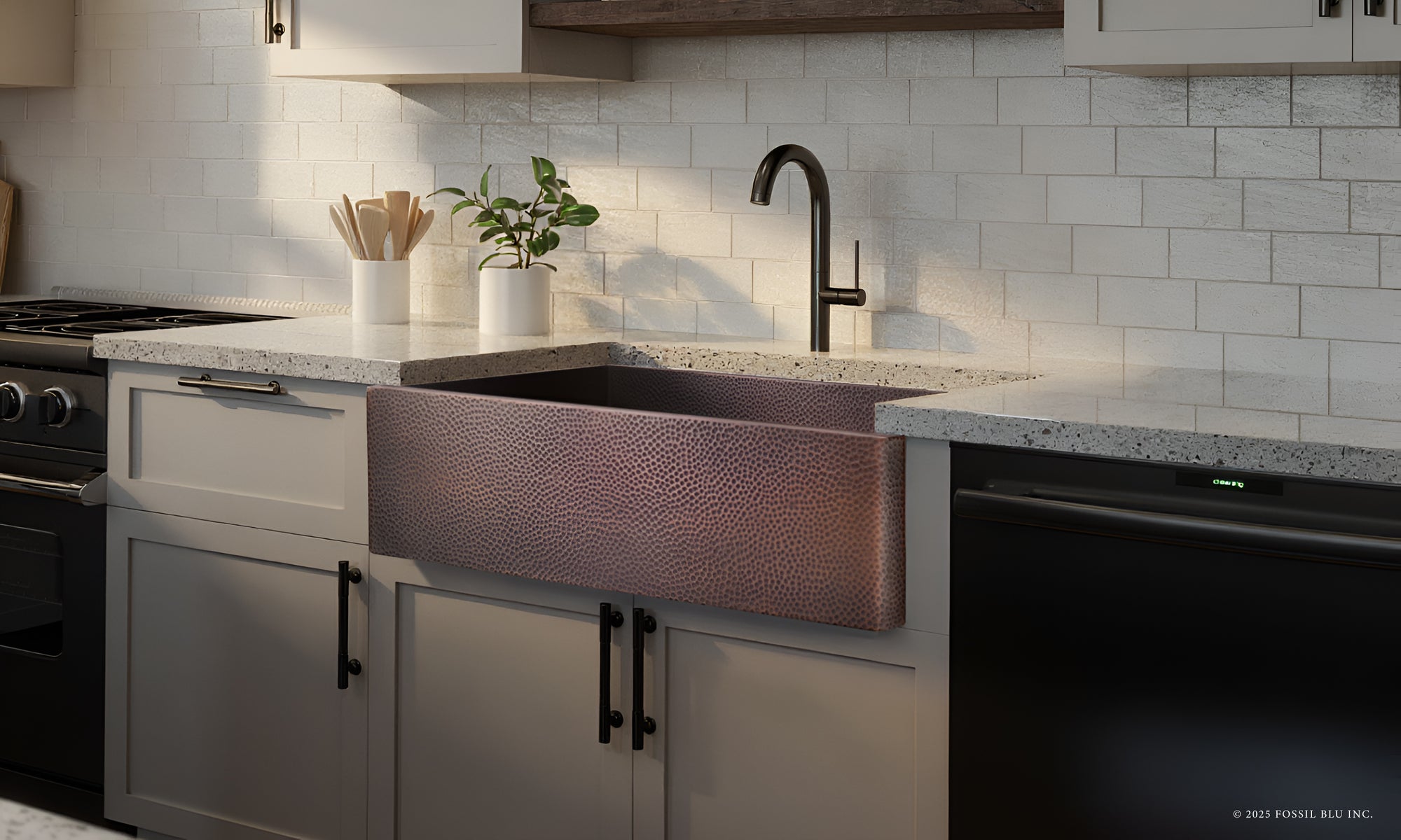 FSW1100 LUXURY 33-INCH HEAVY 12-GAUGE DARK PATINA COPPER FARMHOUSE SINK, INCLUDES ACCS, FLAT FRONT