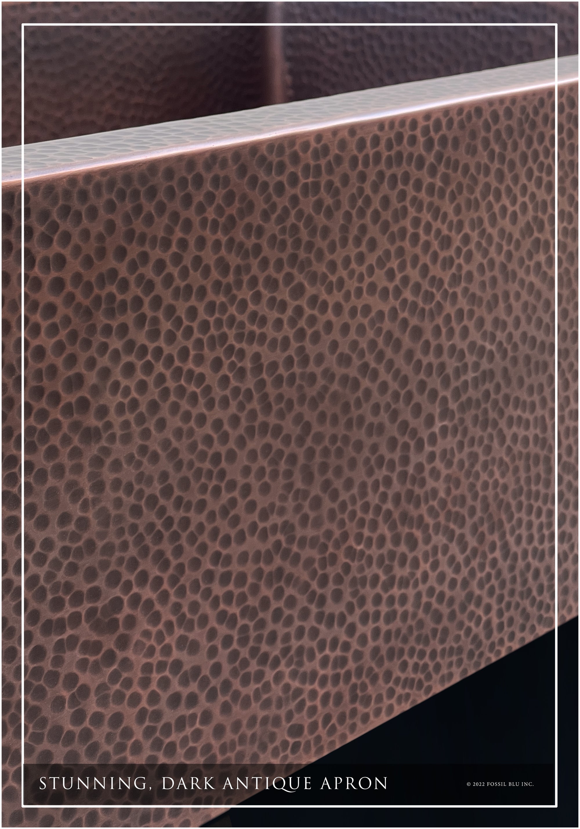 FSW1100 LUXURY 33-INCH HEAVY 12-GAUGE DARK PATINA COPPER FARMHOUSE SINK, INCLUDES ACCS, FLAT FRONT