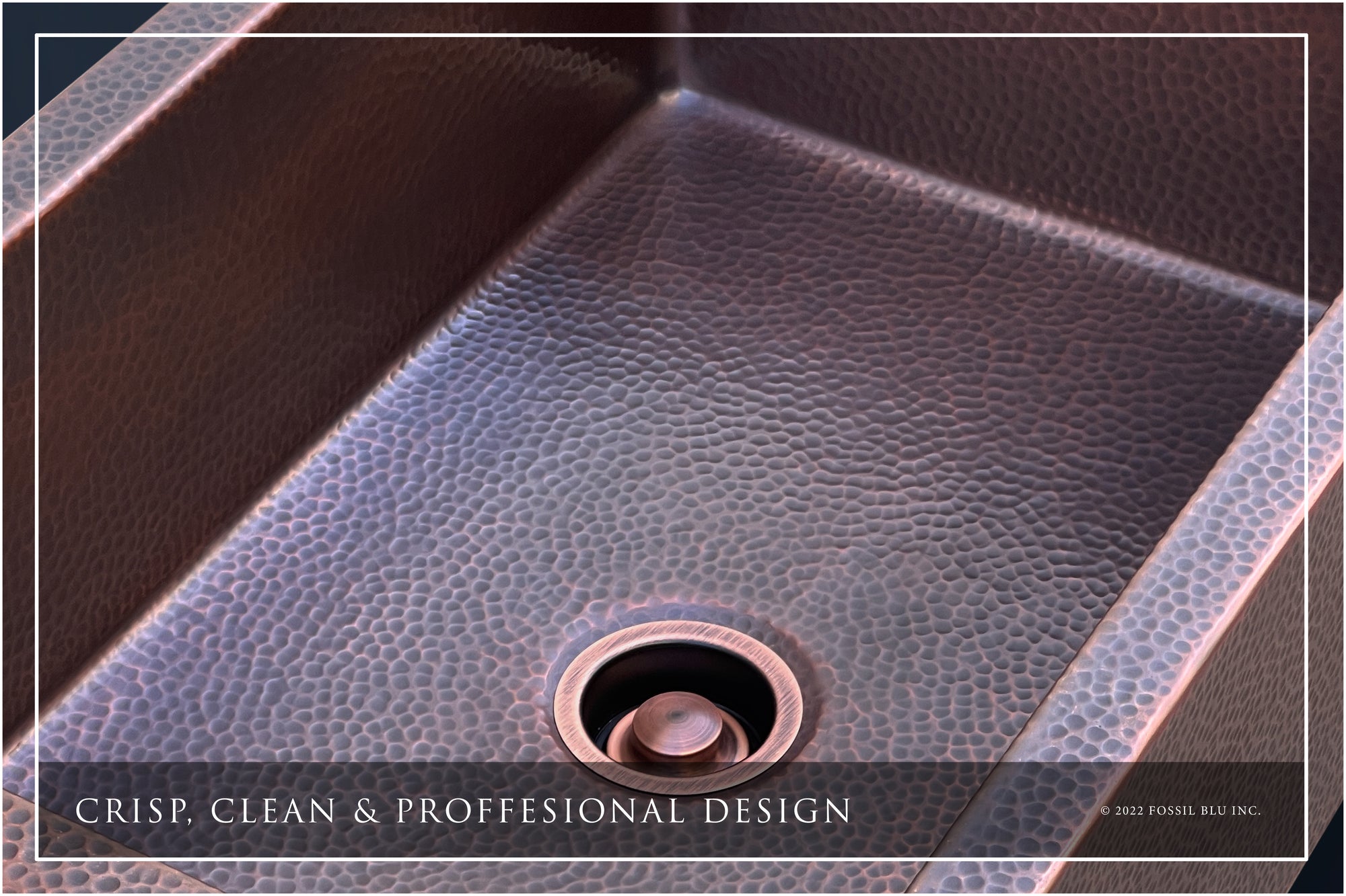 FSW1100 LUXURY 33-INCH HEAVY 12-GAUGE DARK PATINA COPPER FARMHOUSE SINK, INCLUDES ACCS, FLAT FRONT