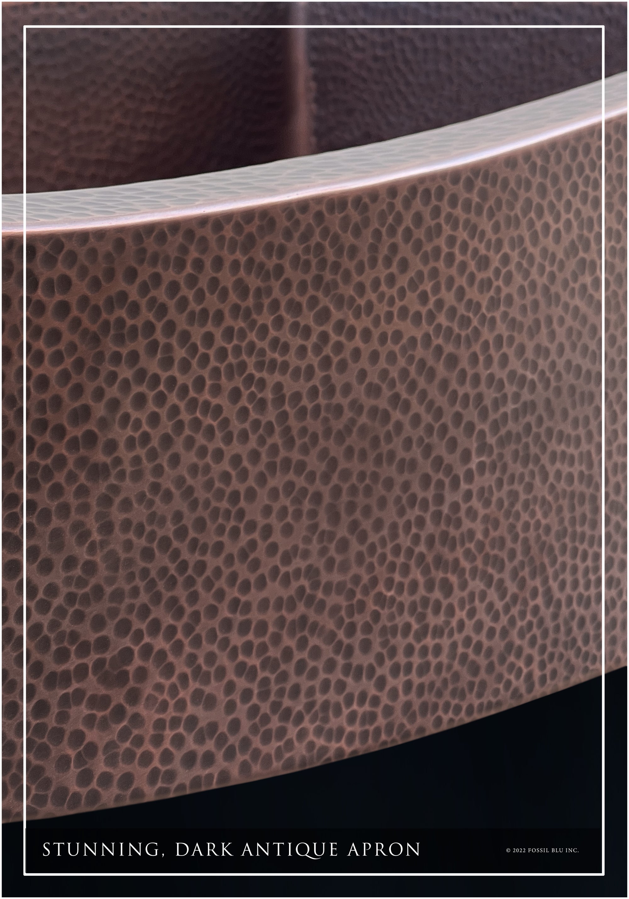 FSW1101 LUXURY 33-INCH HEAVY 12-GAUGE DARK PATINA COPPER FARMHOUSE SINK, INCLUDES ACCS, CURVED FRONT