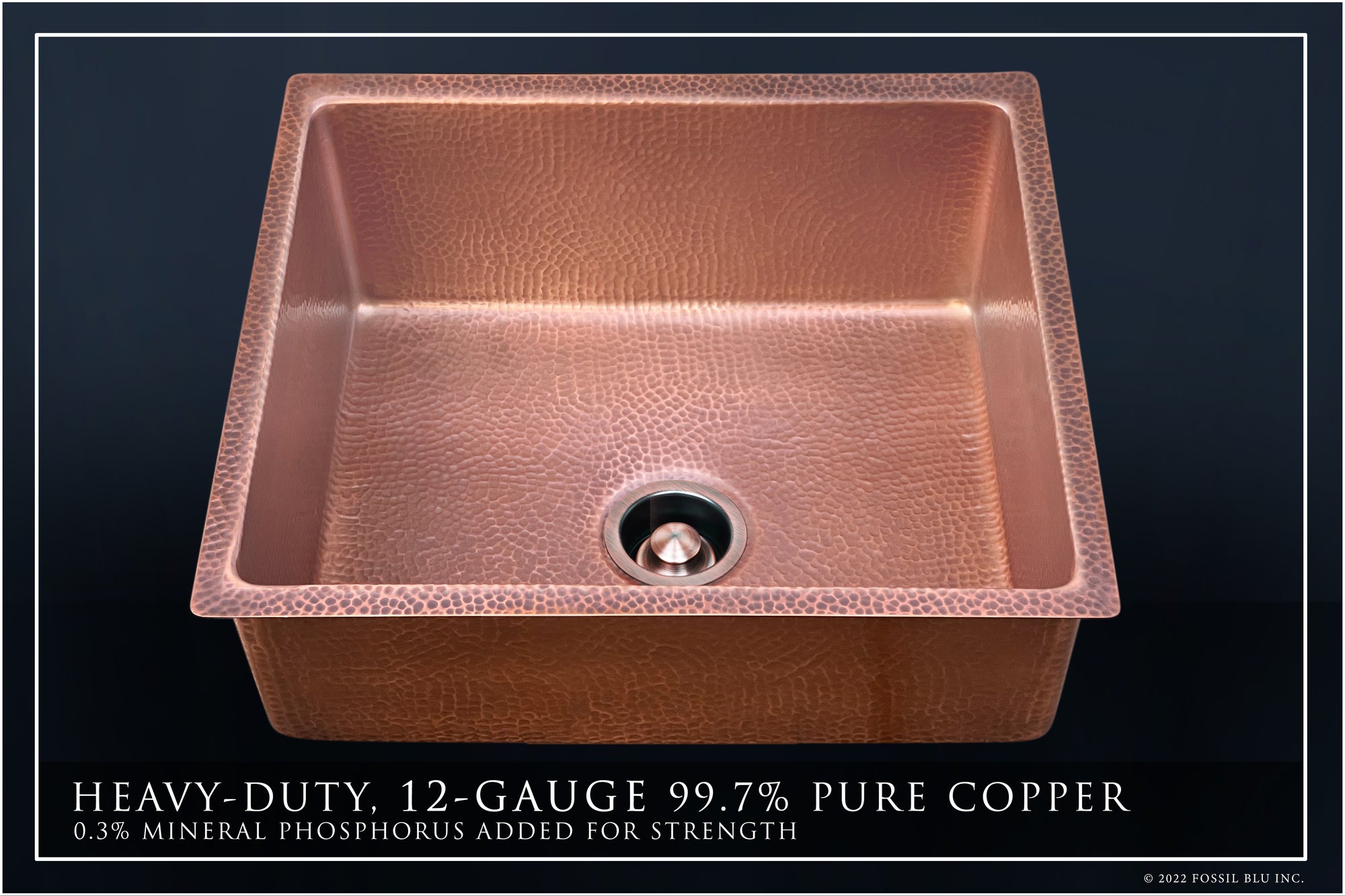 FSW1113 LUXURY 18-INCH HEAVY 12-GAUGE MEDIUM PATINA COPPER UNDERMOUNT / DROP-IN BAR SINK OR PREP SINK, INCLUDES ACCS