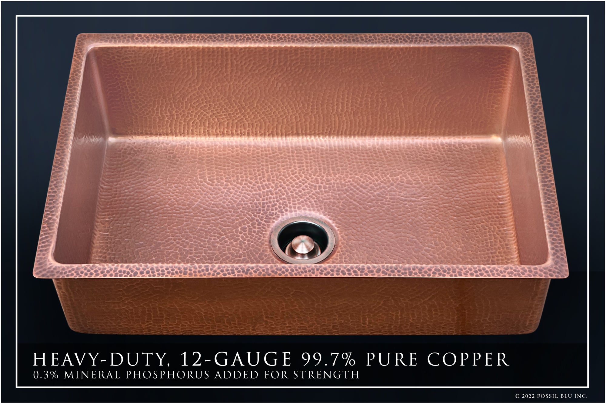 FSW1115 LUXURY 30-INCH HEAVY 12-GAUGE MEDIUM PATINA COPPER UNDERMOUNT / DROP-IN SINK, INCLUDES ACCS