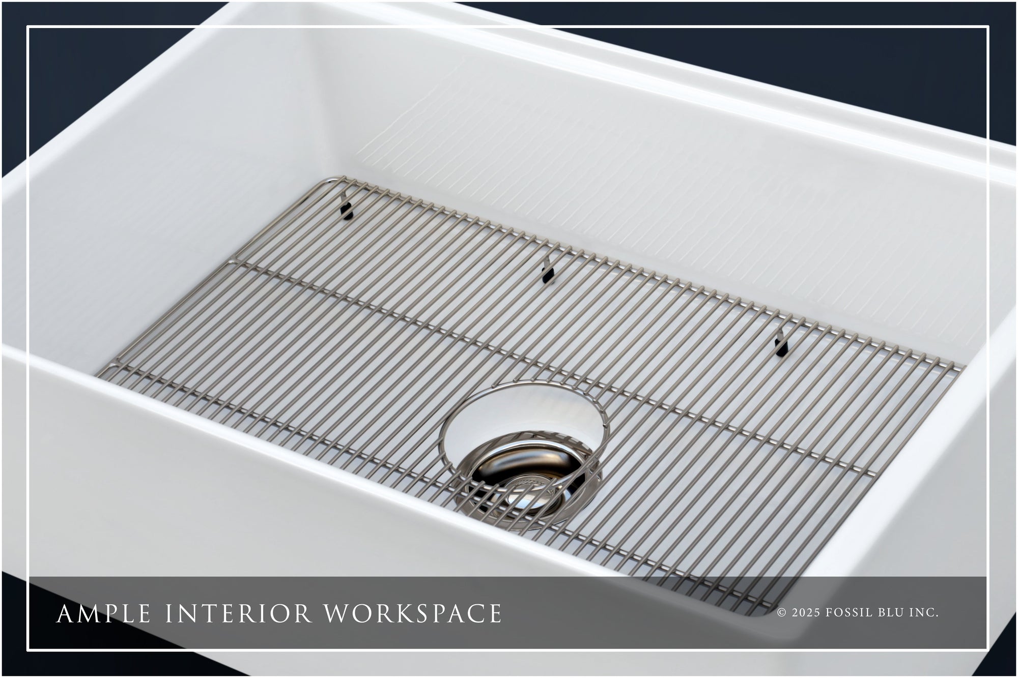 FSW1301PN LUXURY 30-INCH SOLID FIRECLAY WORKSTATION APRON-FRONT SINK IN WHITE, INCLUDES TOP AND POLISHED NICKEL BOTTOM ACCESSORIES, FLAT FRONT