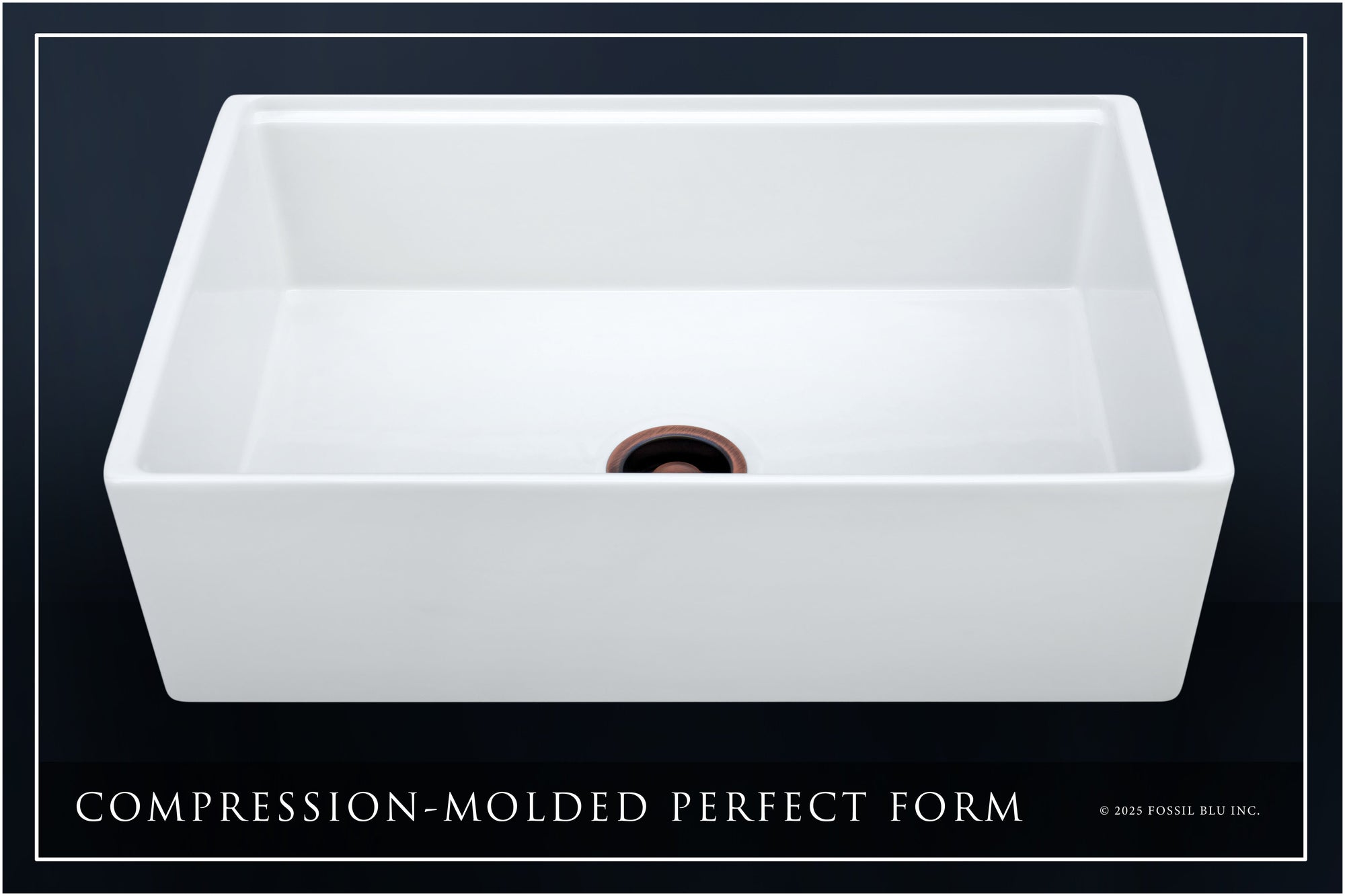 FSW1302AC LUXURY 33-INCH SOLID FIRECLAY WORKSTATION APRON-FRONT SINK IN WHITE, INCLUDES TOP AND ANTIQUE COPPER BOTTOM ACCESSORIES, FLAT FRONT