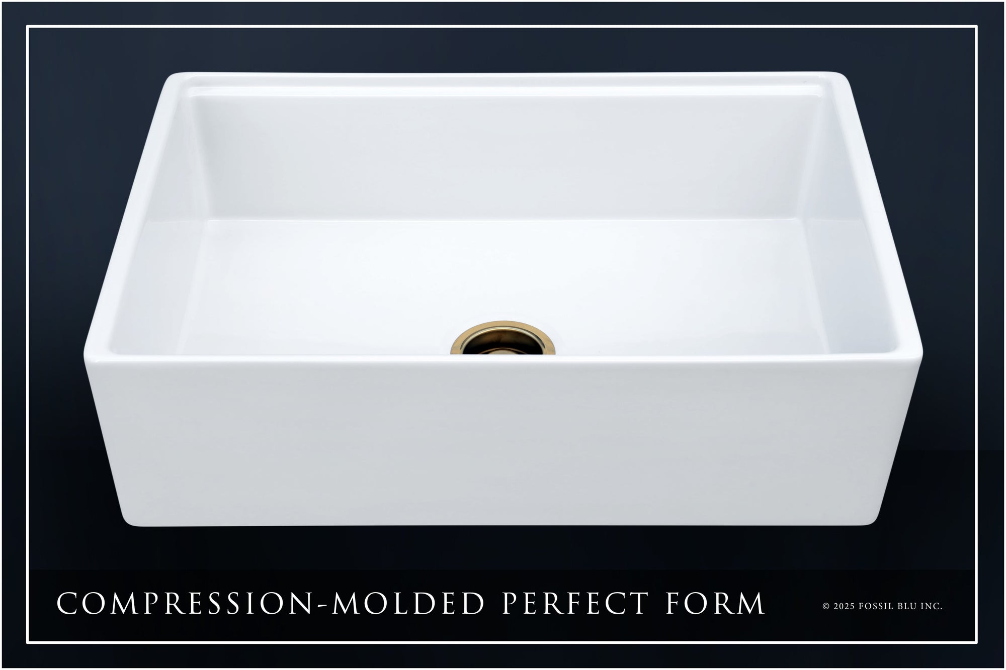 FSW1302BB LUXURY 33-INCH SOLID FIRECLAY WORKSTATION APRON-FRONT SINK IN WHITE, INCLUDES TOP AND MATTE GOLD BOTTOM ACCESSORIES, FLAT FRONT