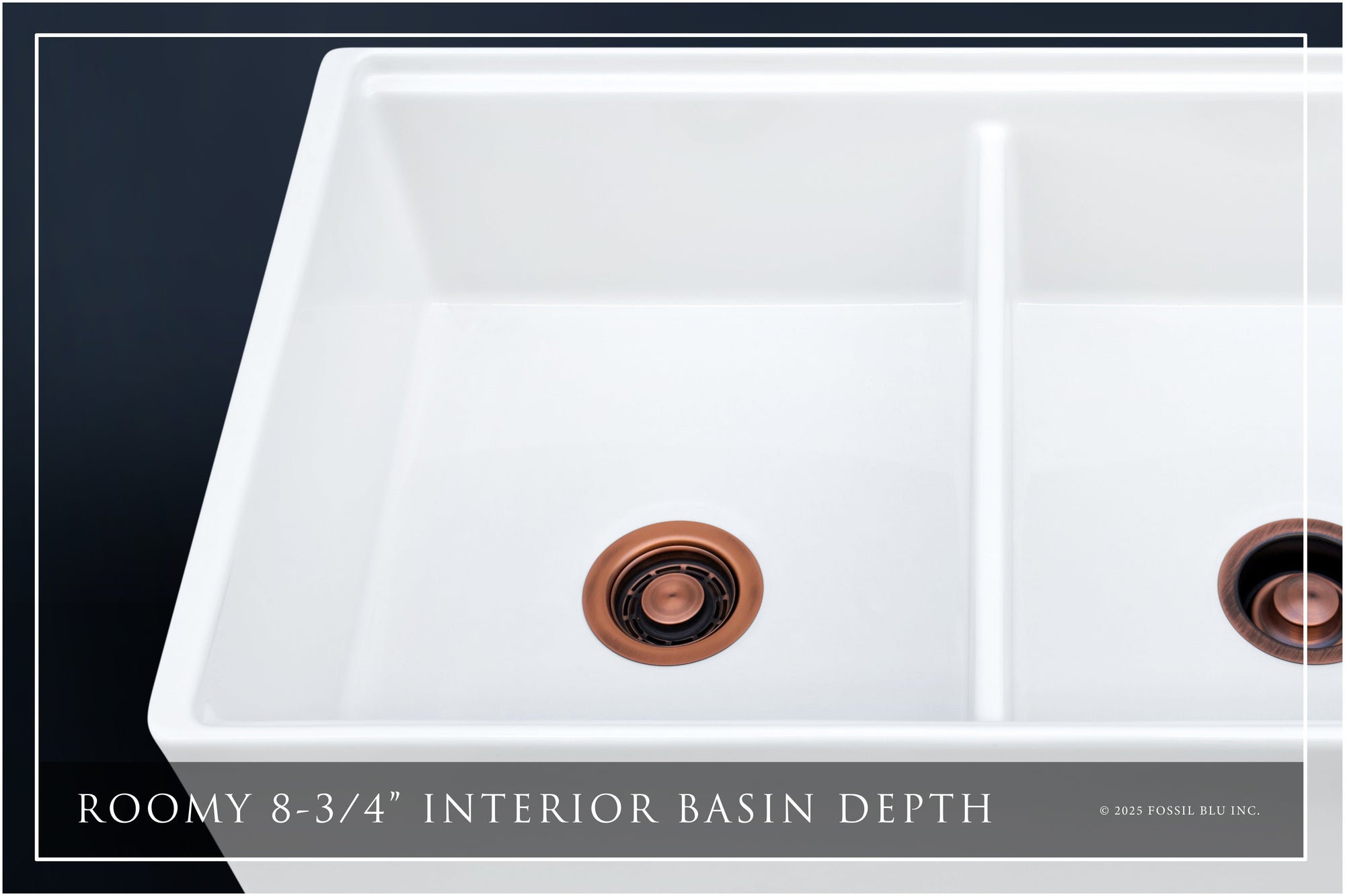 FSW1303AC LUXURY 33-INCH SOLID FIRECLAY WORKSTATION APRON-FRONT SINK IN WHITE, INCLUDES TOP AND ANTIQUE COPPER BOTTOM ACCESSORIES, FLAT FRONT