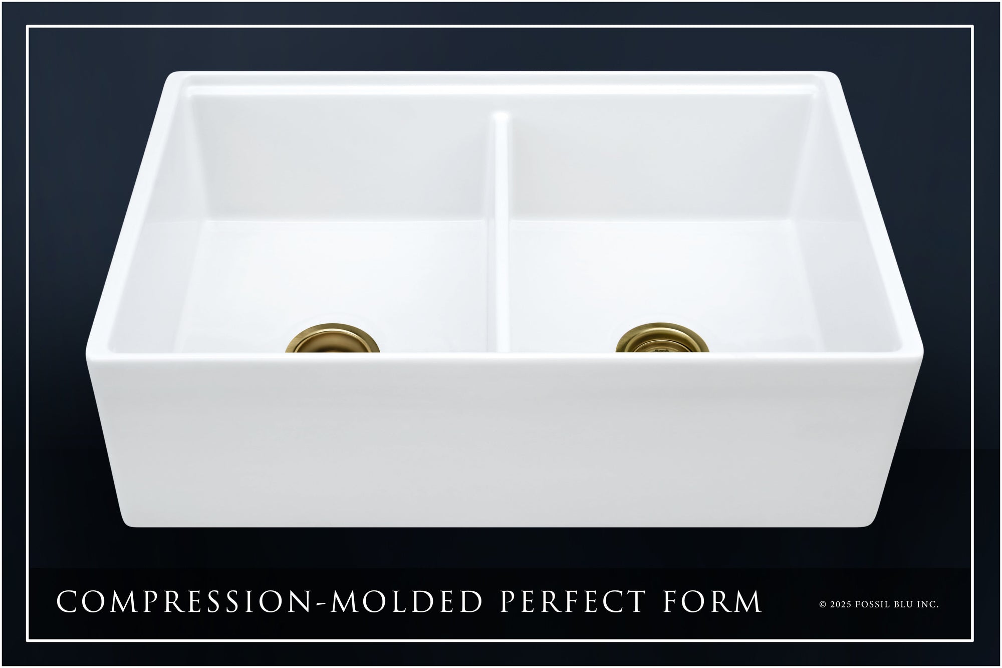FSW1303BB LUXURY 33-INCH SOLID FIRECLAY WORKSTATION APRON-FRONT SINK IN WHITE, INCLUDES TOP AND MATTE GOLD BOTTOM ACCESSORIES, FLAT FRONT
