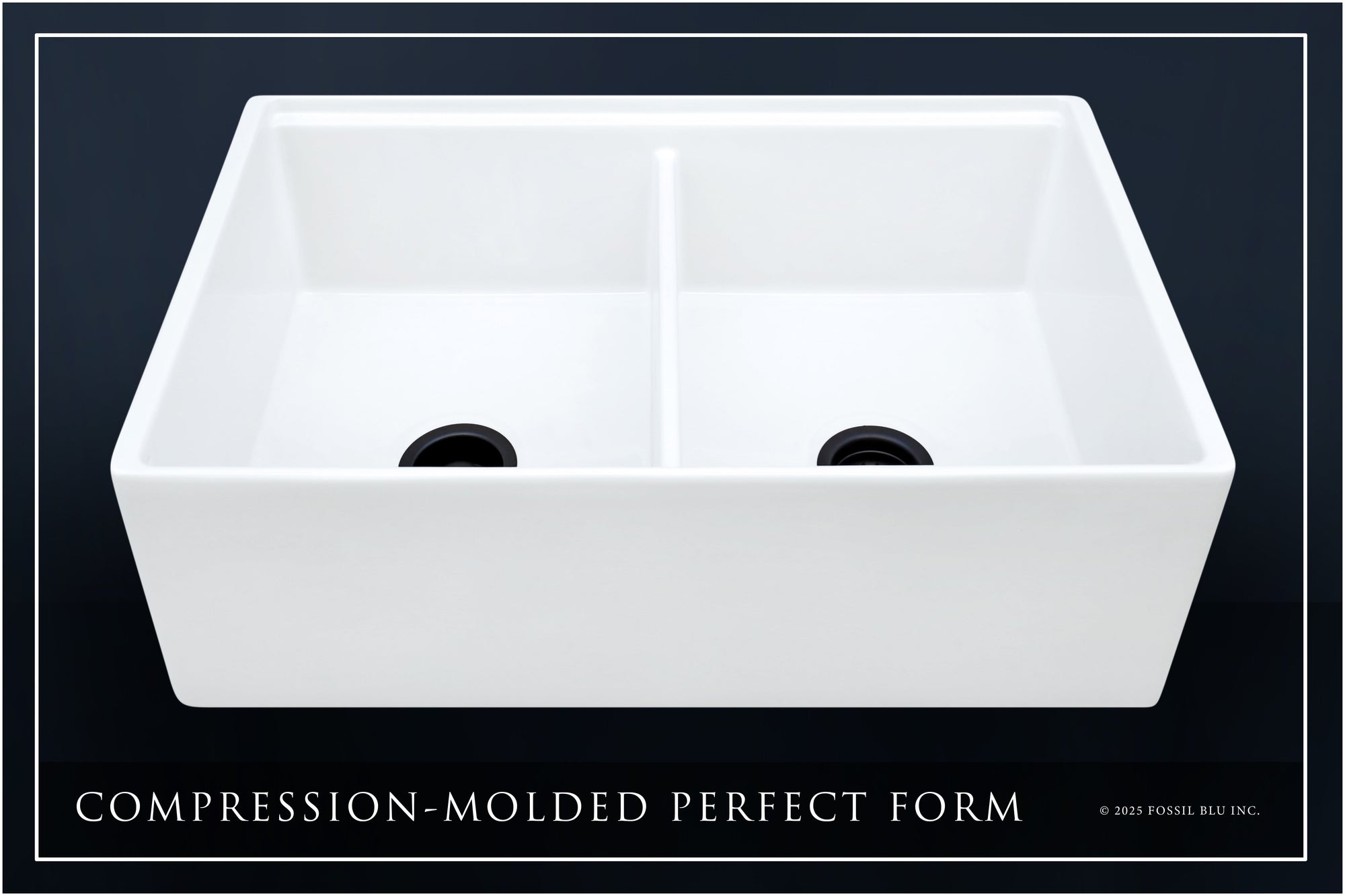 FSW1303MB LUXURY 33-INCH SOLID FIRECLAY WORKSTATION APRON-FRONT SINK IN WHITE, INCLUDES TOP AND MATTE BLACK BOTTOM ACCESSORIES, FLAT FRONT