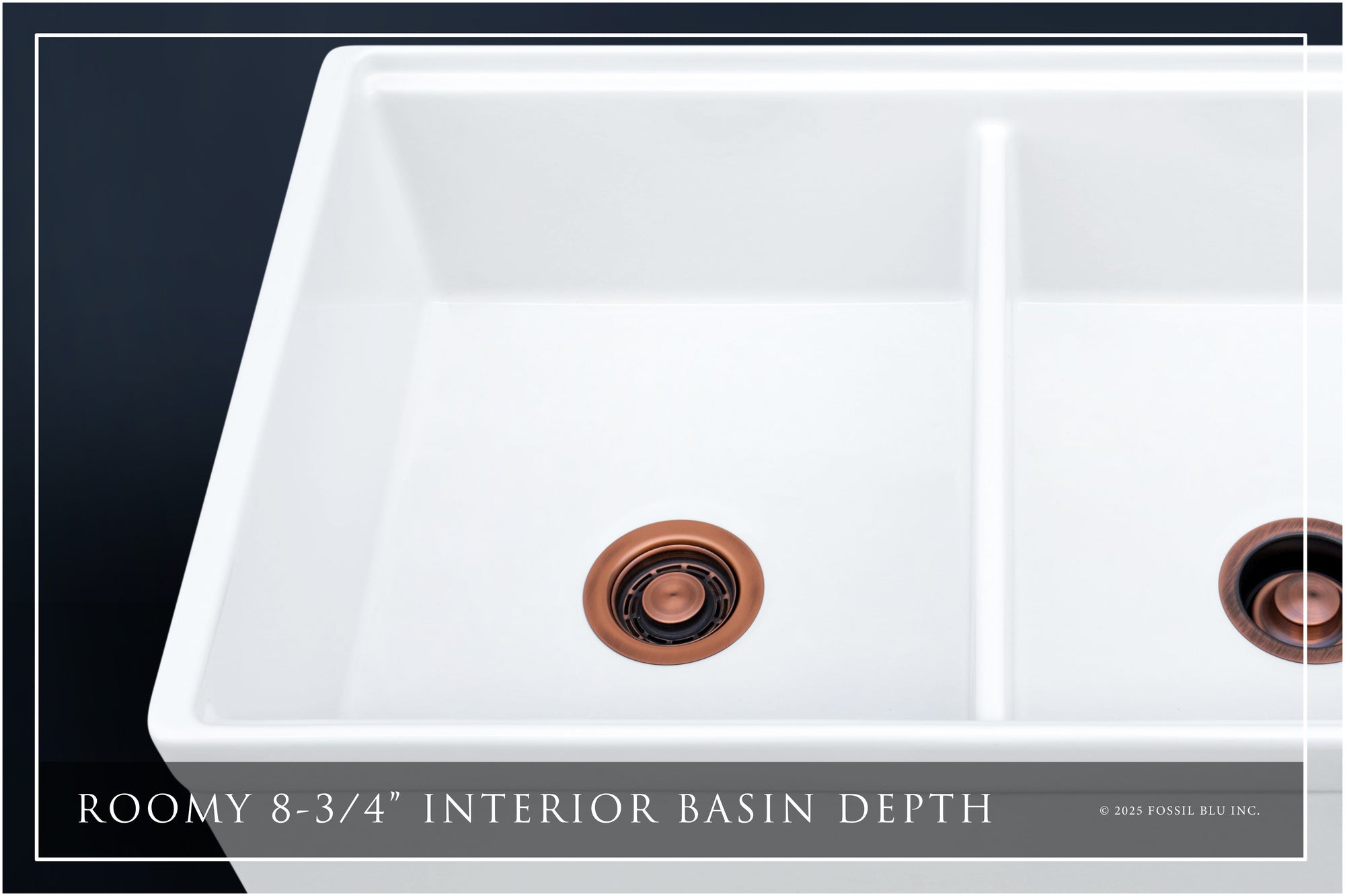 FSW1312AC LUXURY 33-INCH SOLID FIRECLAY WORKSTATION APRON-FRONT SINK IN WHITE, INCLUDES TOP AND ANTIQUE COPPER BOTTOM ACCESSORIES, BELTED FRONT