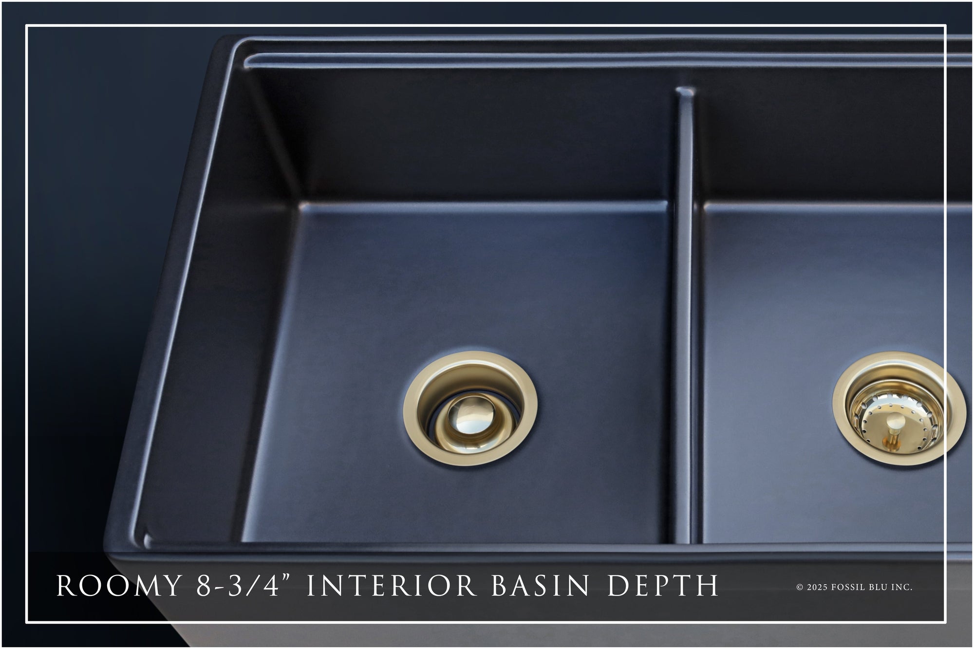 FSW13212BB LUXURY 33-INCH SOLID FIRECLAY WORKSTATION APRON-FRONT SINK IN BLACK, INCLUDES TOP AND MATTE GOLD BOTTOM ACCESSORIES, BELTED FRONT