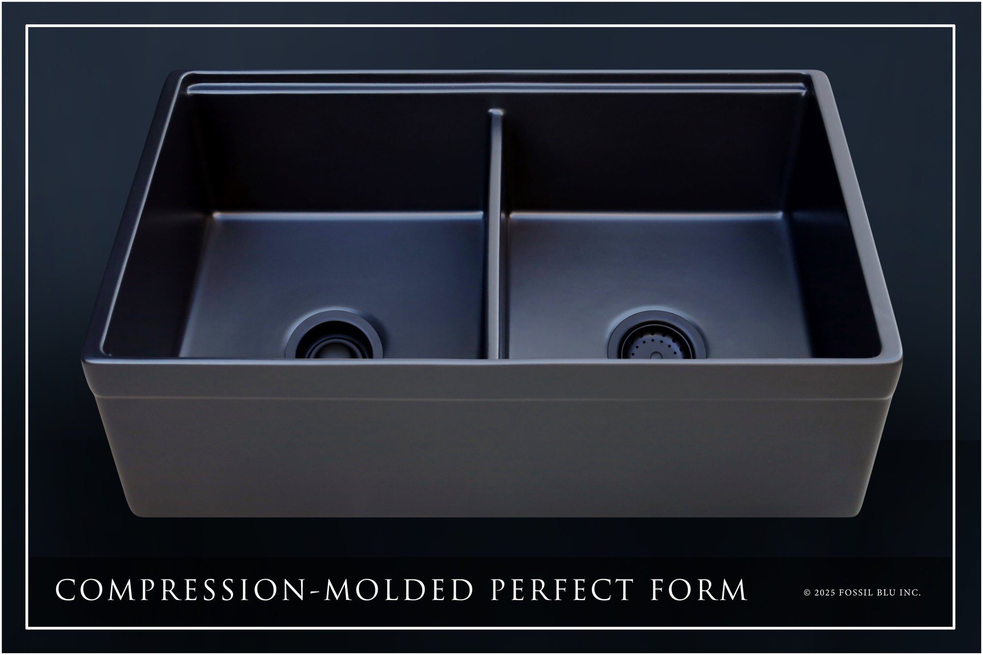 FSW13212MB LUXURY 33-INCH SOLID FIRECLAY WORKSTATION APRON-FRONT SINK IN BLACK, INCLUDES TOP AND MATTE BLACK BOTTOM ACCESSORIES, BELTED FRONT