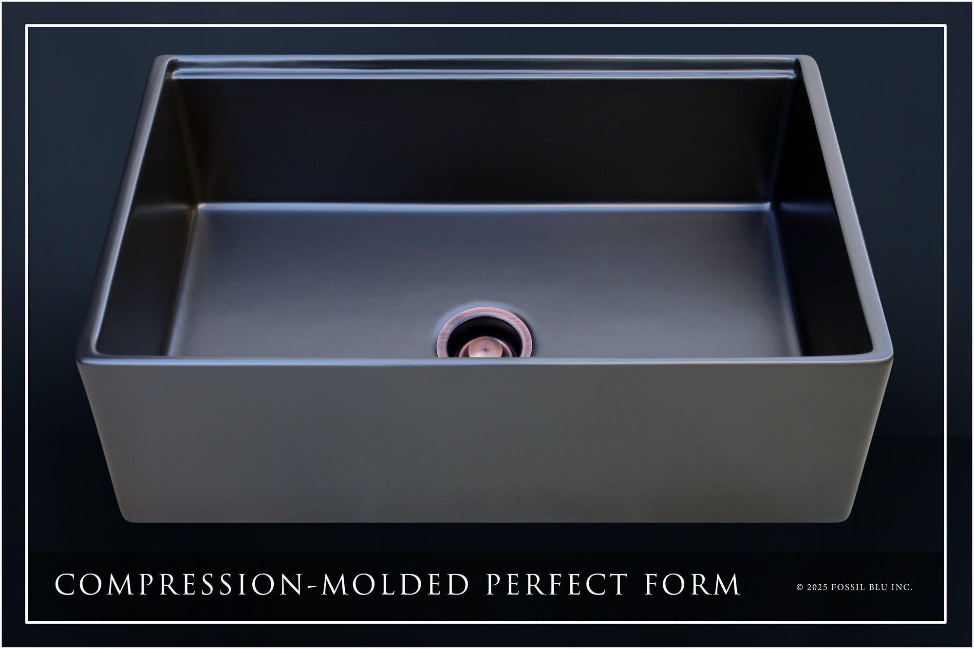 FSW1321AC LUXURY 30-INCH SOLID FIRECLAY WORKSTATION APRON-FRONT SINK IN BLACK, INCLUDES TOP AND ANTIQUE COPPER BOTTOM ACCESSORIES, FLAT FRONT