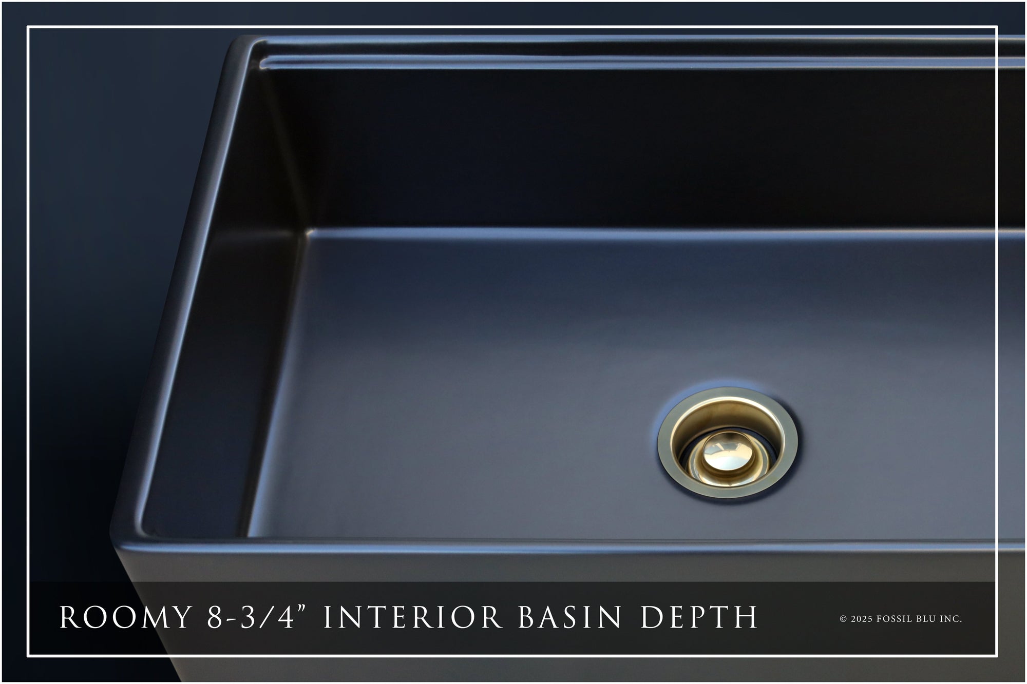 FSW1322BB LUXURY 33-INCH SOLID FIRECLAY WORKSTATION APRON-FRONT SINK IN BLACK, INCLUDES TOP AND MATTE GOLD BOTTOM ACCESSORIES, FLAT FRONT
