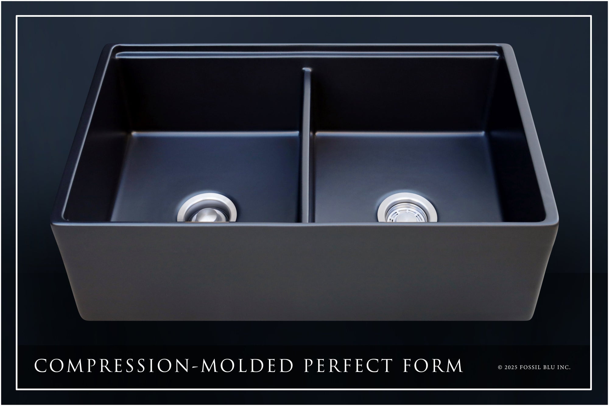 FSW1323SS LUXURY 33-INCH SOLID FIRECLAY WORKSTATION APRON-FRONT SINK IN BLACK, INCLUDES TOP AND STAINLESS STEEL BOTTOM ACCESSORIES, FLAT FRONT