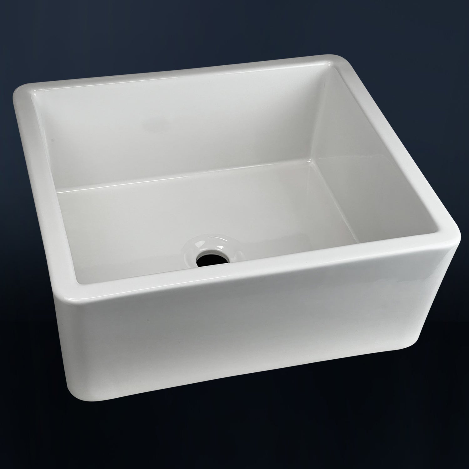 FSW8001 LUXURY 20 x 18 INCH REVERSIBLE SOLID FIRECLAY BATHROOM FARMHOUSE SINK IN WHITE, FLAT FRONT