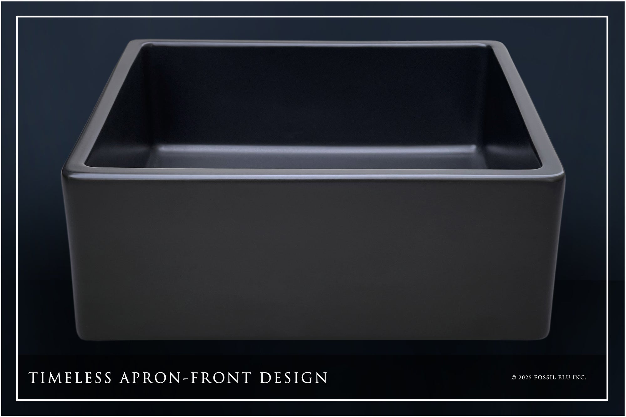 FSW8021 LUXURY 20 x 18 INCH REVERSIBLE SOLID FIRECLAY BATHROOM FARMHOUSE SINK IN MATTE BLACK, FLAT FRONT