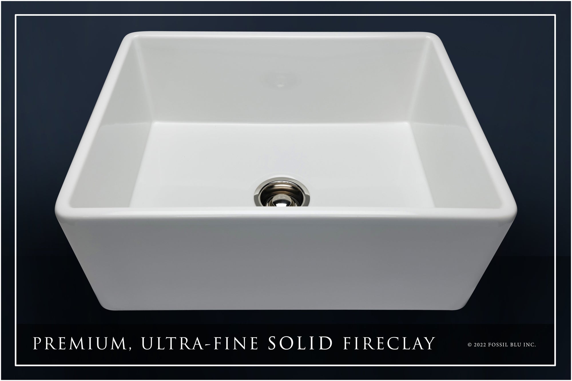 FSW1000PN LUXURY 26-INCH SOLID FIRECLAY FARMHOUSE SINK IN WHITE, POLISHED NICKEL ACCS, FLAT FRONT