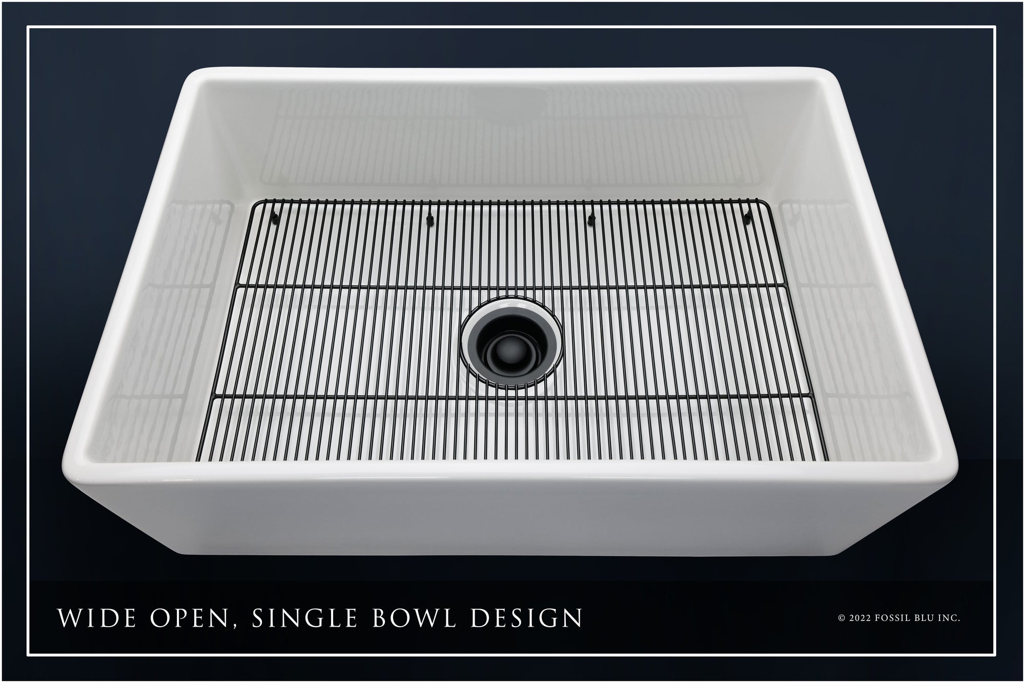 FSW1001MB LUXURY 30 INCH SOLID FIRECLAY FARMHOUSE SINK IN WHITE MATTE Fossil Blu