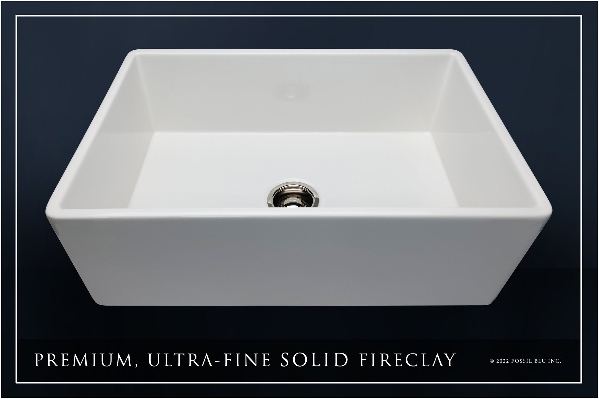 FSW1001PN LUXURY 30-INCH SOLID FIRECLAY FARMHOUSE SINK IN WHITE, POLISHED NICKEL ACCS, FLAT FRONT