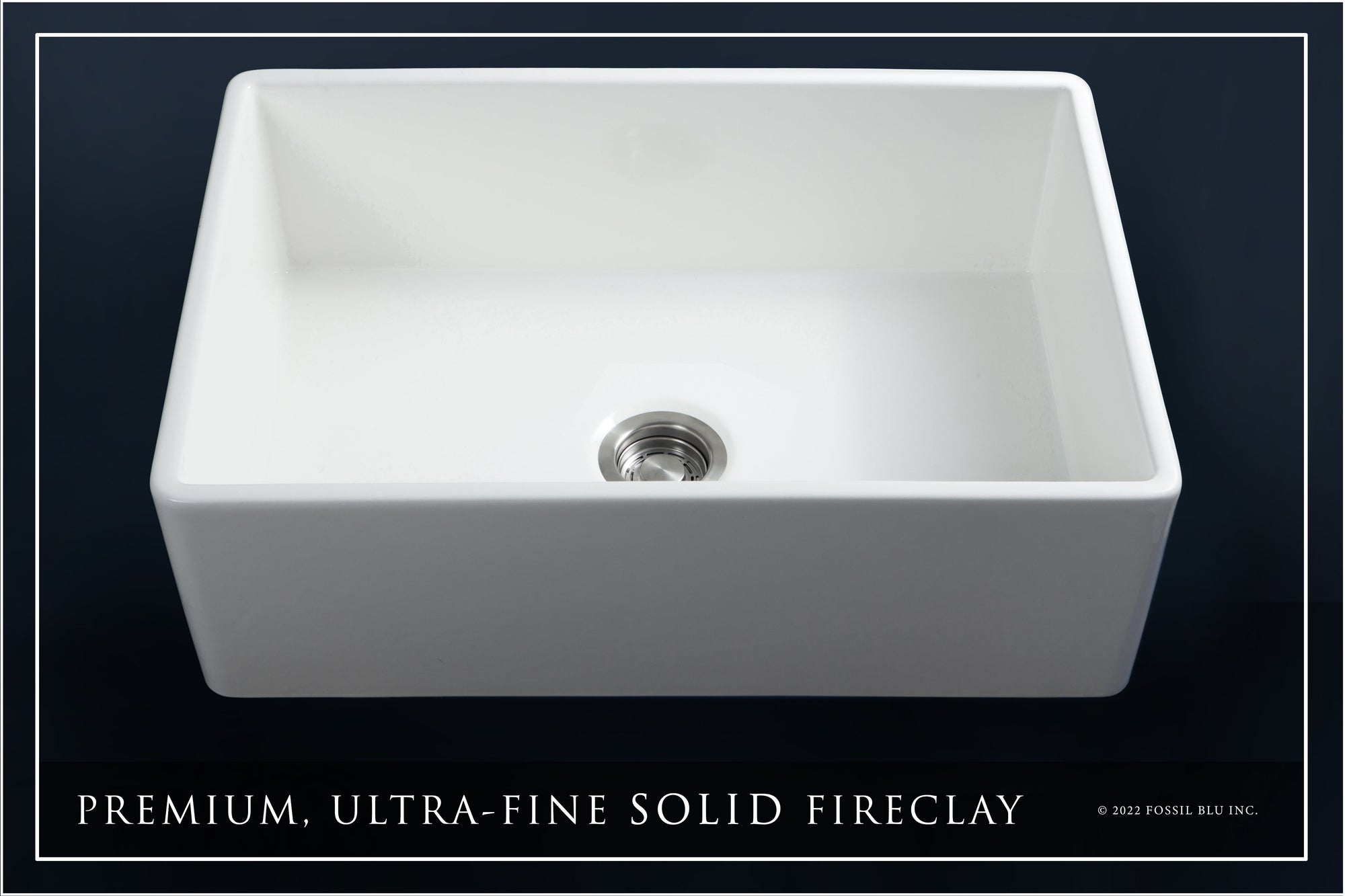 FSW1001 LUXURY 30-INCH SOLID FIRECLAY FARMHOUSE SINK IN WHITE, STAINLESS STEEL ACCS, FLAT FRONT