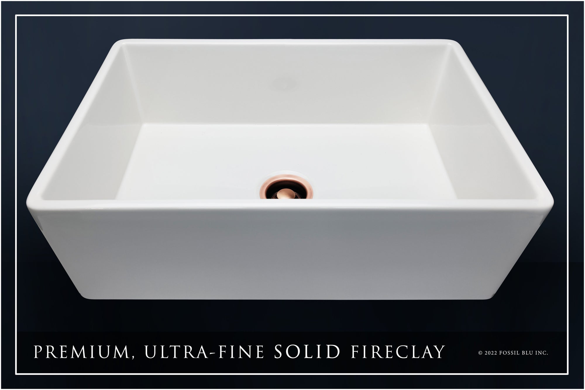 FSW1002AC LUXURY 33-INCH SOLID FIRECLAY FARMHOUSE SINK IN WHITE, ANTIQUE COPPER ACCS, FLAT FRONT