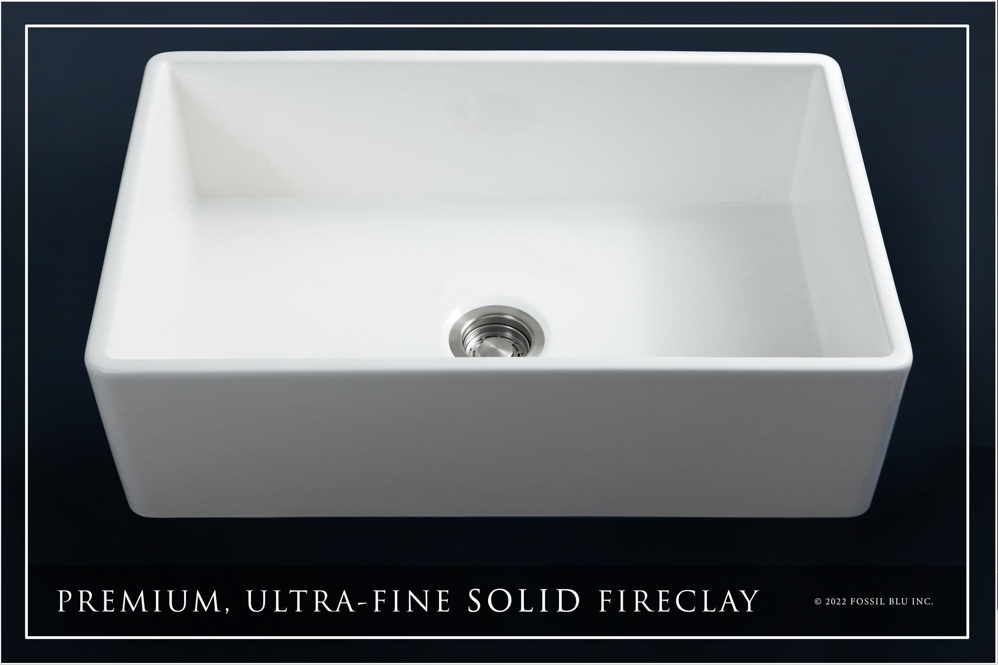 FSW1002 LUXURY 33-INCH SOLID FIRECLAY FARMHOUSE SINK IN WHITE, STAINLESS STEEL ACCS, FLAT FRONT