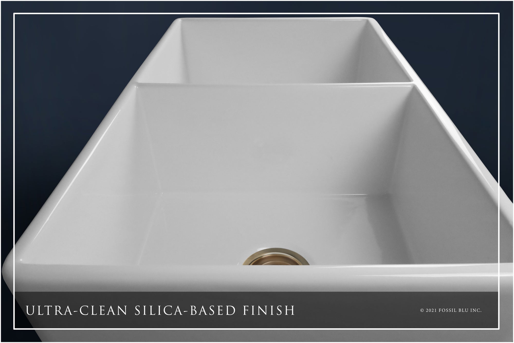 FSW1003BB LUXURY 33-INCH SOLID FIRECLAY FARMHOUSE SINK IN WHITE, MATTE GOLD ACCS, FLAT FRONT