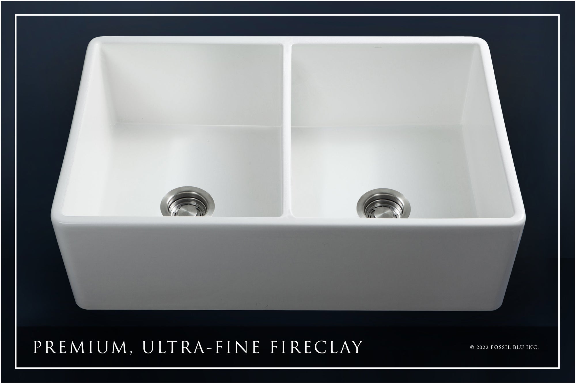 FSW1003 LUXURY 33-INCH SOLID FIRECLAY FARMHOUSE SINK IN WHITE, STAINLESS STEEL ACCS, FLAT FRONT