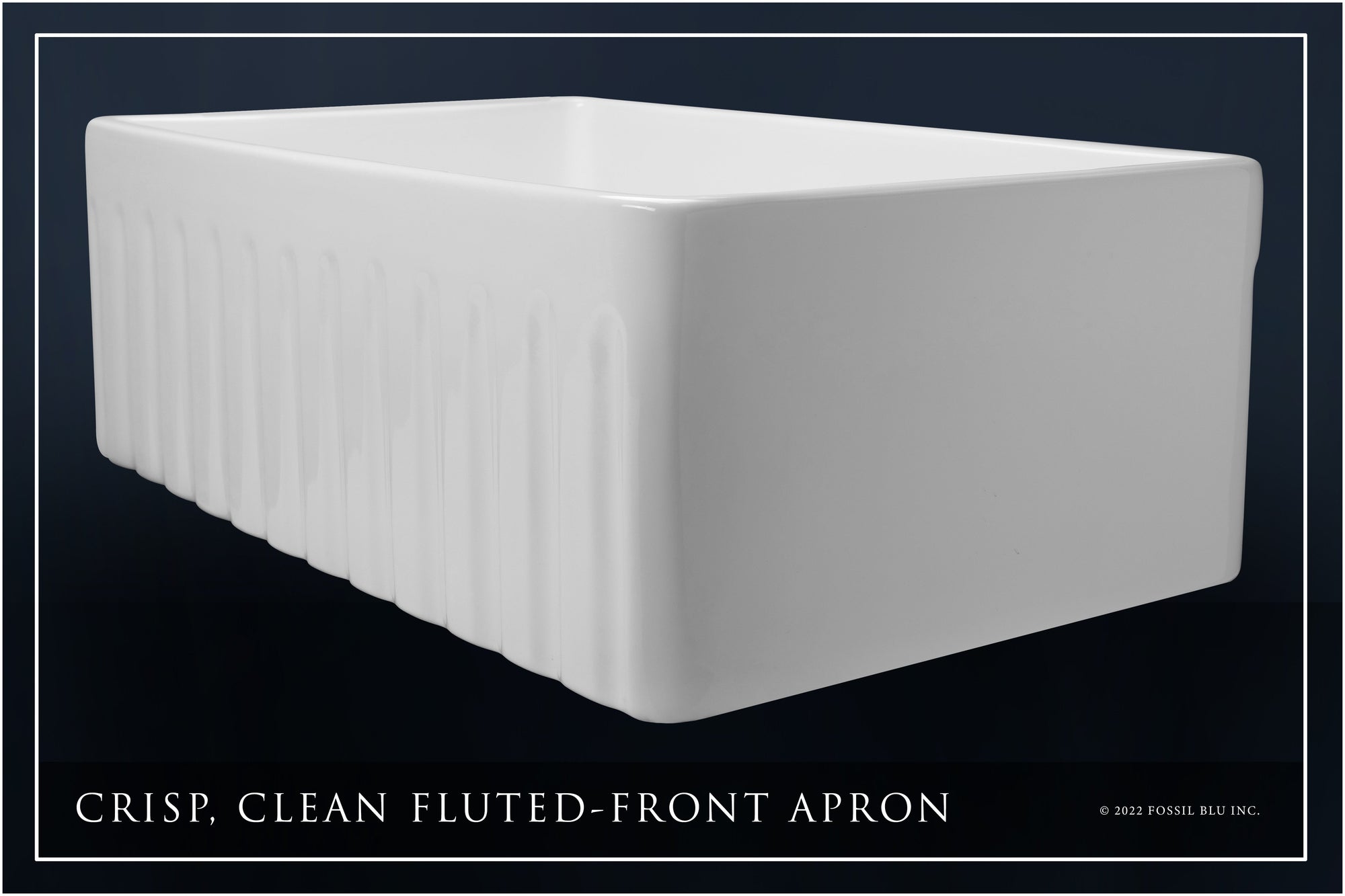 FSW1005MB LUXURY 30-INCH SOLID FIRECLAY FARMHOUSE SINK IN WHITE, MATTE BLACK ACCS, FLUTED FRONT