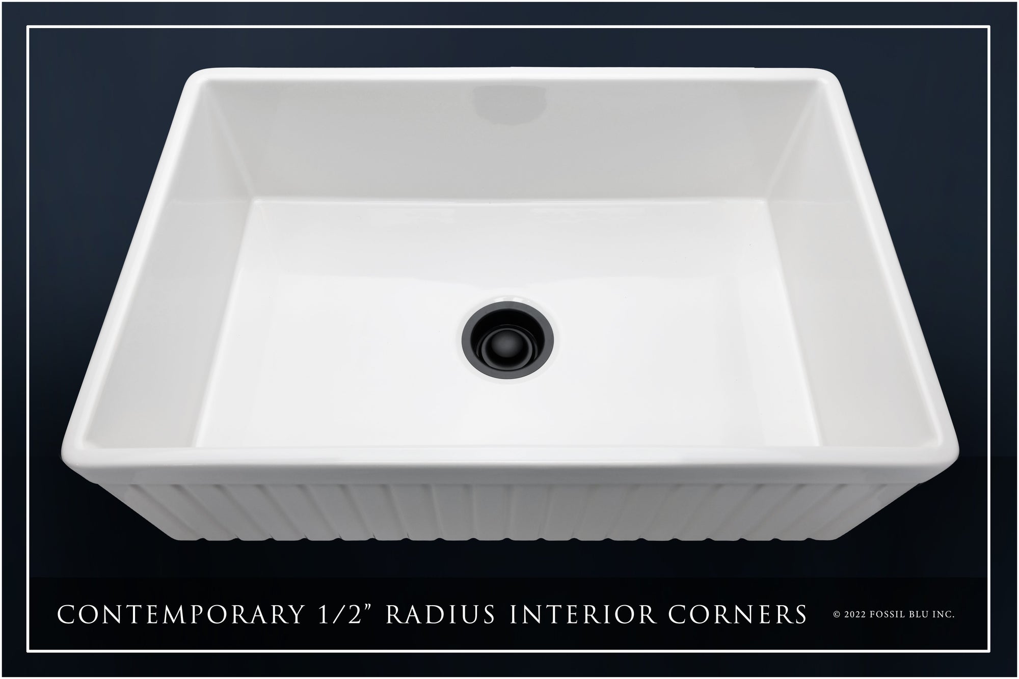 FSW1007MB LUXURY 33-INCH SOLID FIRECLAY FARMHOUSE SINK IN WHITE, MATTE BLACK ACCS, FLUTED FRONT
