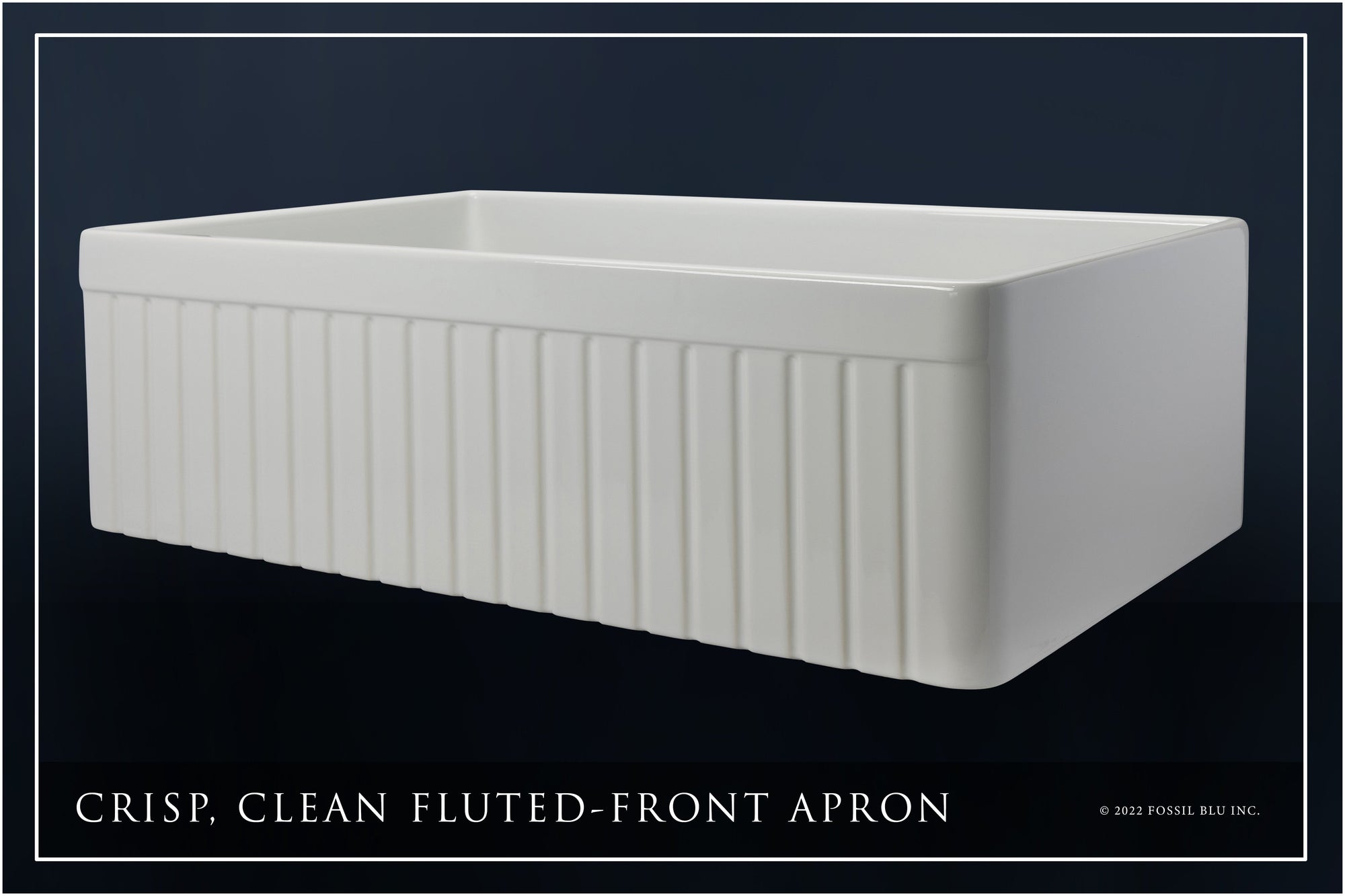 FSW1007MB LUXURY 33-INCH SOLID FIRECLAY FARMHOUSE SINK IN WHITE, MATTE BLACK ACCS, FLUTED FRONT