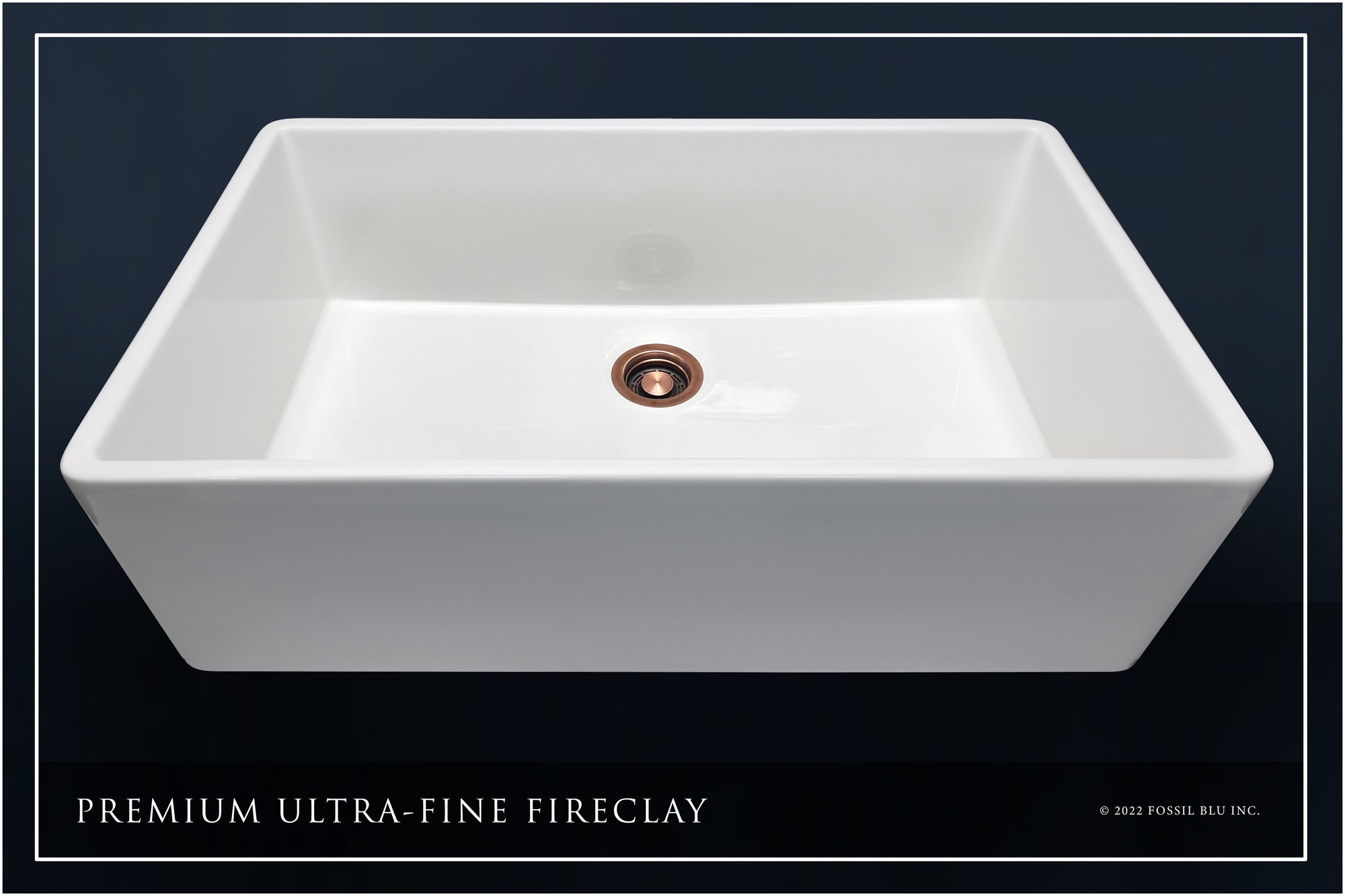 FSW1008AC LUXURY 36-INCH SOLID FIRECLAY FARMHOUSE SINK IN WHITE, ANTIQUE COPPER ACCS, FLAT FRONT