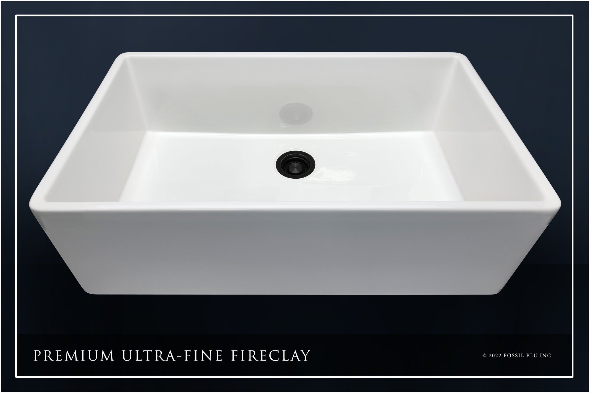 FSW1008MB LUXURY 36-INCH SOLID FIRECLAY FARMHOUSE SINK IN WHITE, MATTE BLACK ACCS, FLAT FRONT