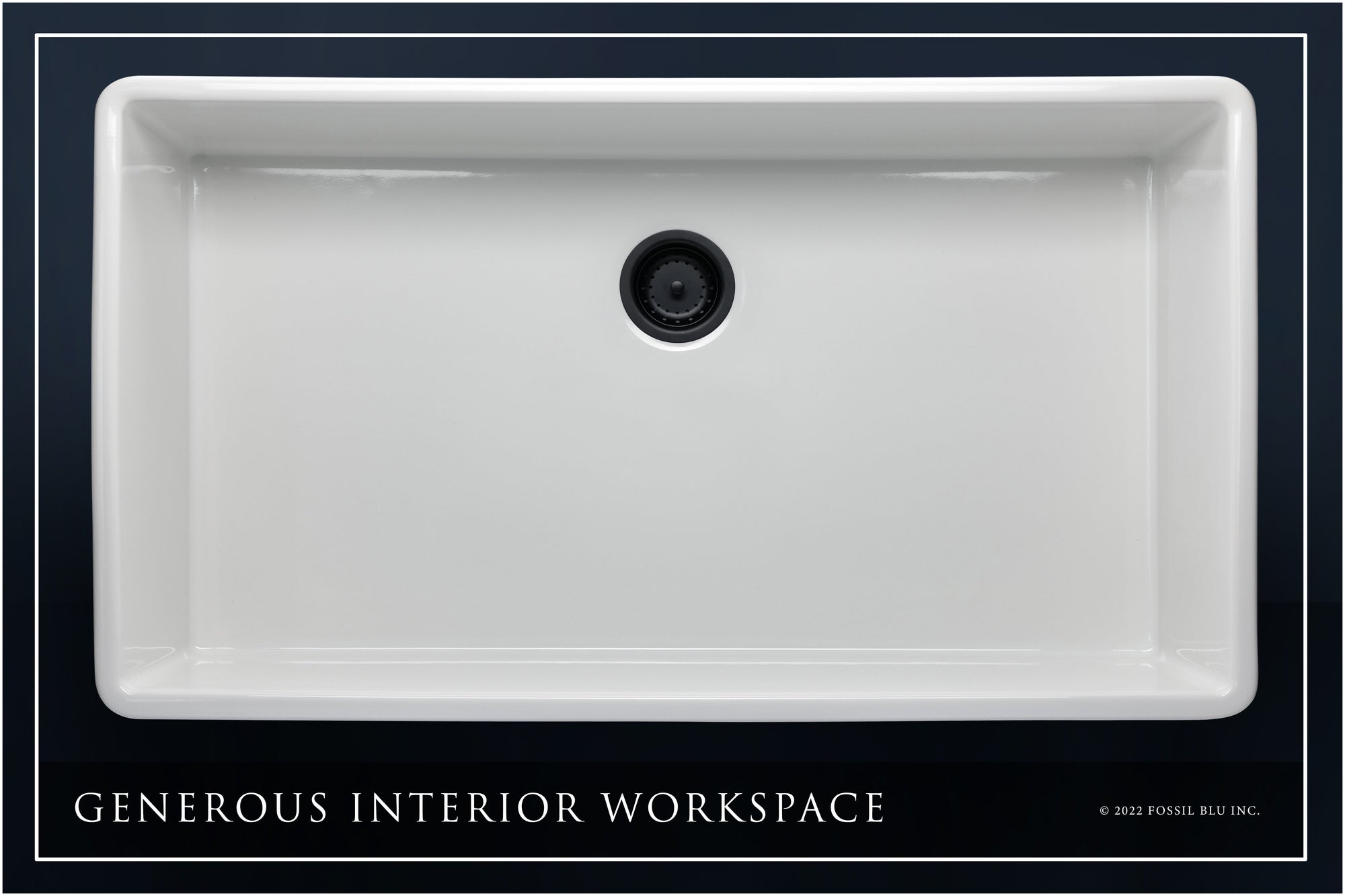 FSW1008MB LUXURY 36-INCH SOLID FIRECLAY FARMHOUSE SINK IN WHITE, MATTE BLACK ACCS, FLAT FRONT