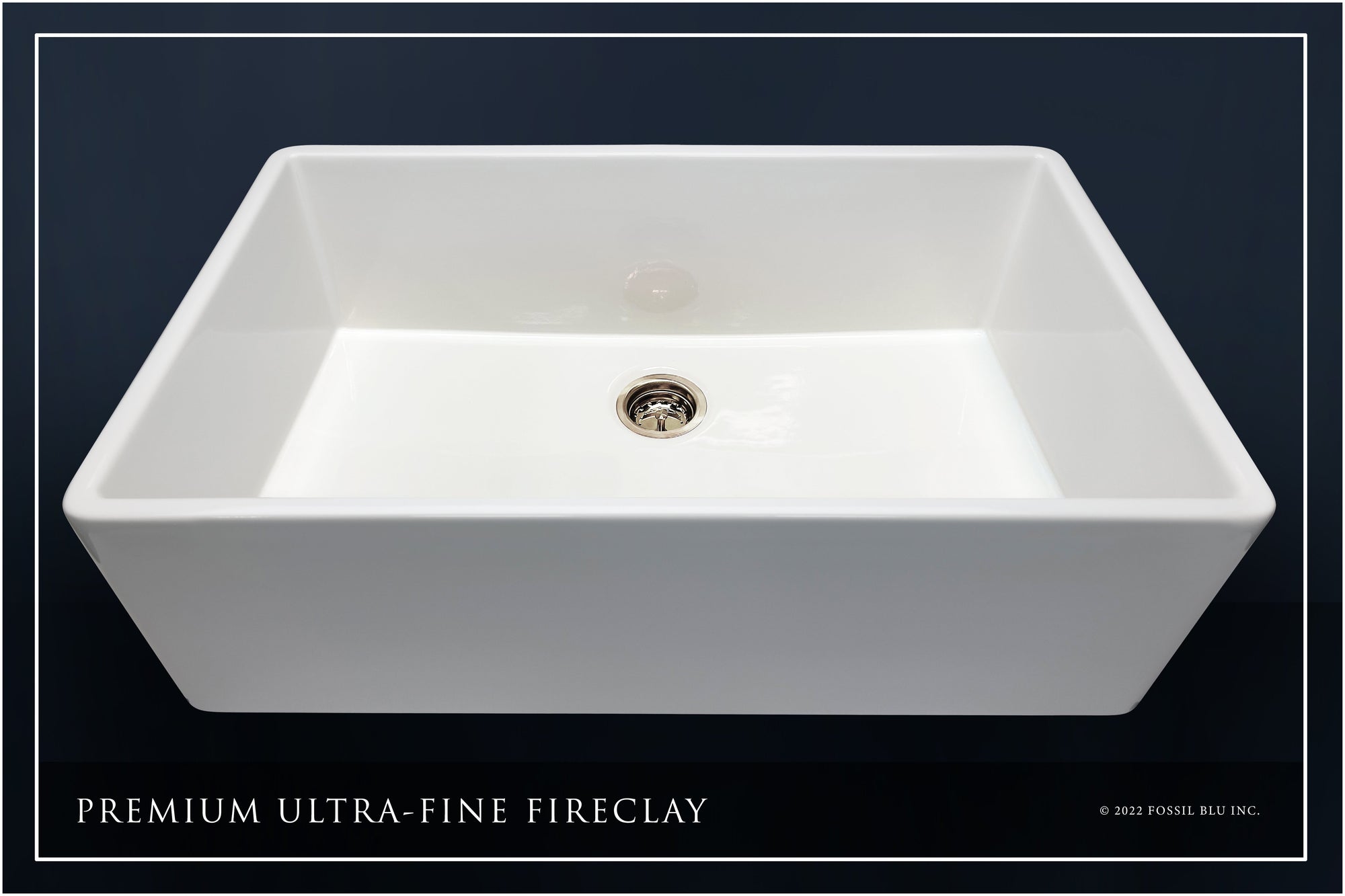 FSW1008PN LUXURY 36-INCH SOLID FIRECLAY FARMHOUSE SINK IN WHITE, POLISHED NICKEL ACCS, FLAT FRONT