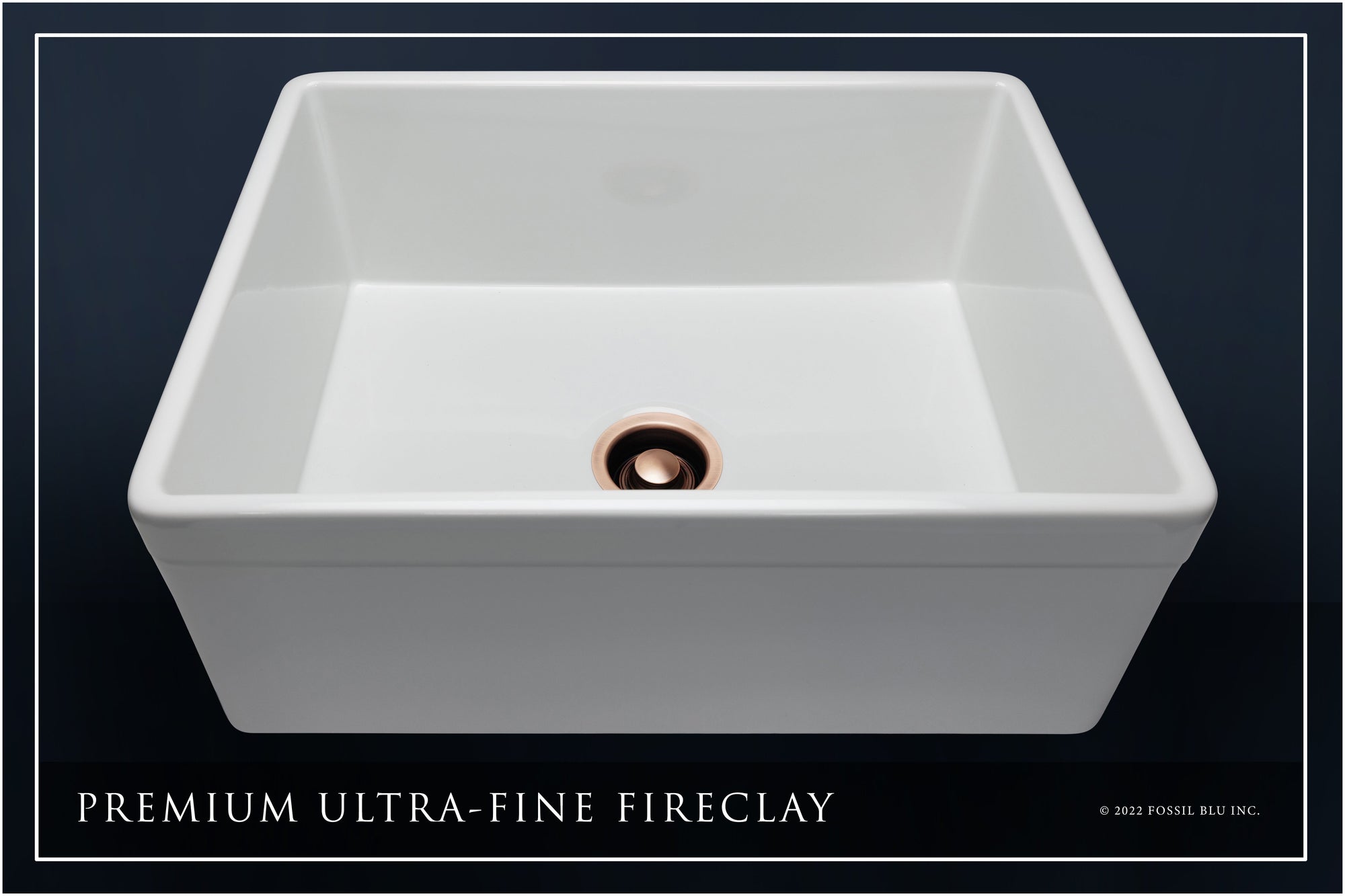 FSW1010AC LUXURY 26-INCH SOLID FIRECLAY FARMHOUSE SINK IN WHITE, ANTIQUE COPPER ACCS, BELTED FRONT