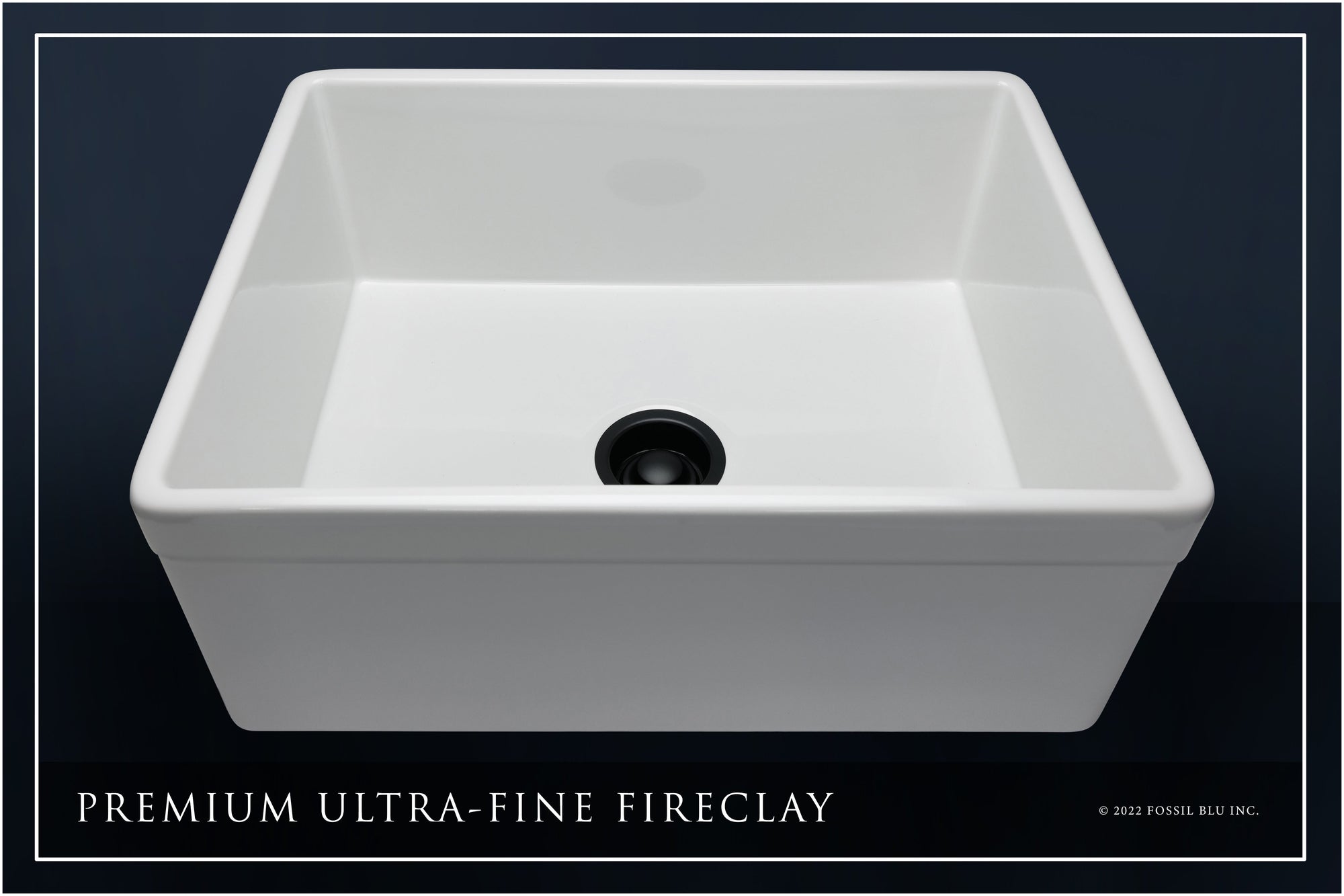 FSW1010MB LUXURY 26-INCH SOLID FIRECLAY FARMHOUSE SINK IN WHITE, MATTE BLACK ACCS, BELTED FRONT