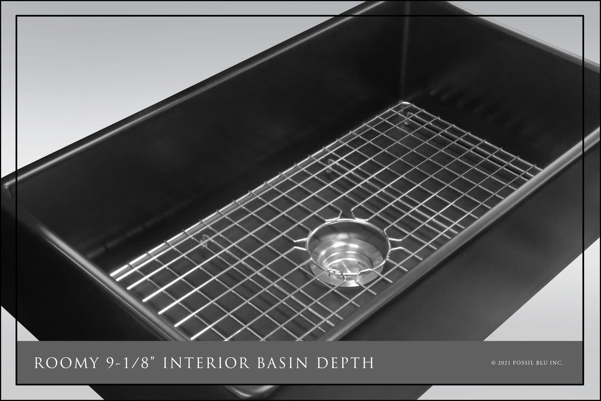 FSW1022 Luxury 33-inch Solid Fireclay Farmhouse Sink, Matte Black, St. Steel Accs, Flat Front