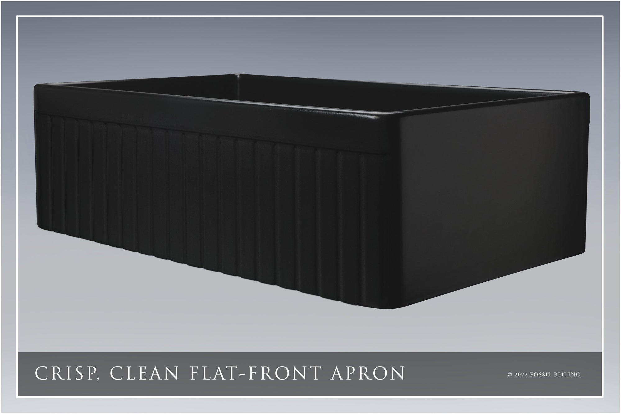 FSW1027 LUXURY 33-INCH SOLID FIRECLAY FARMHOUSE SINK, MATTE BLACK, ST. STEEL ACCS, FLUTED FRONT