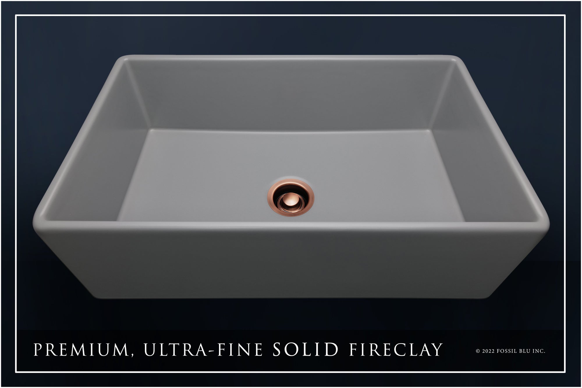 FSW1042AC LUXURY 33-INCH SOLID FIRECLAY FARMHOUSE SINK, MATTE GRAY, ANTIQUE COPPER ACCS, FLAT FRONT
