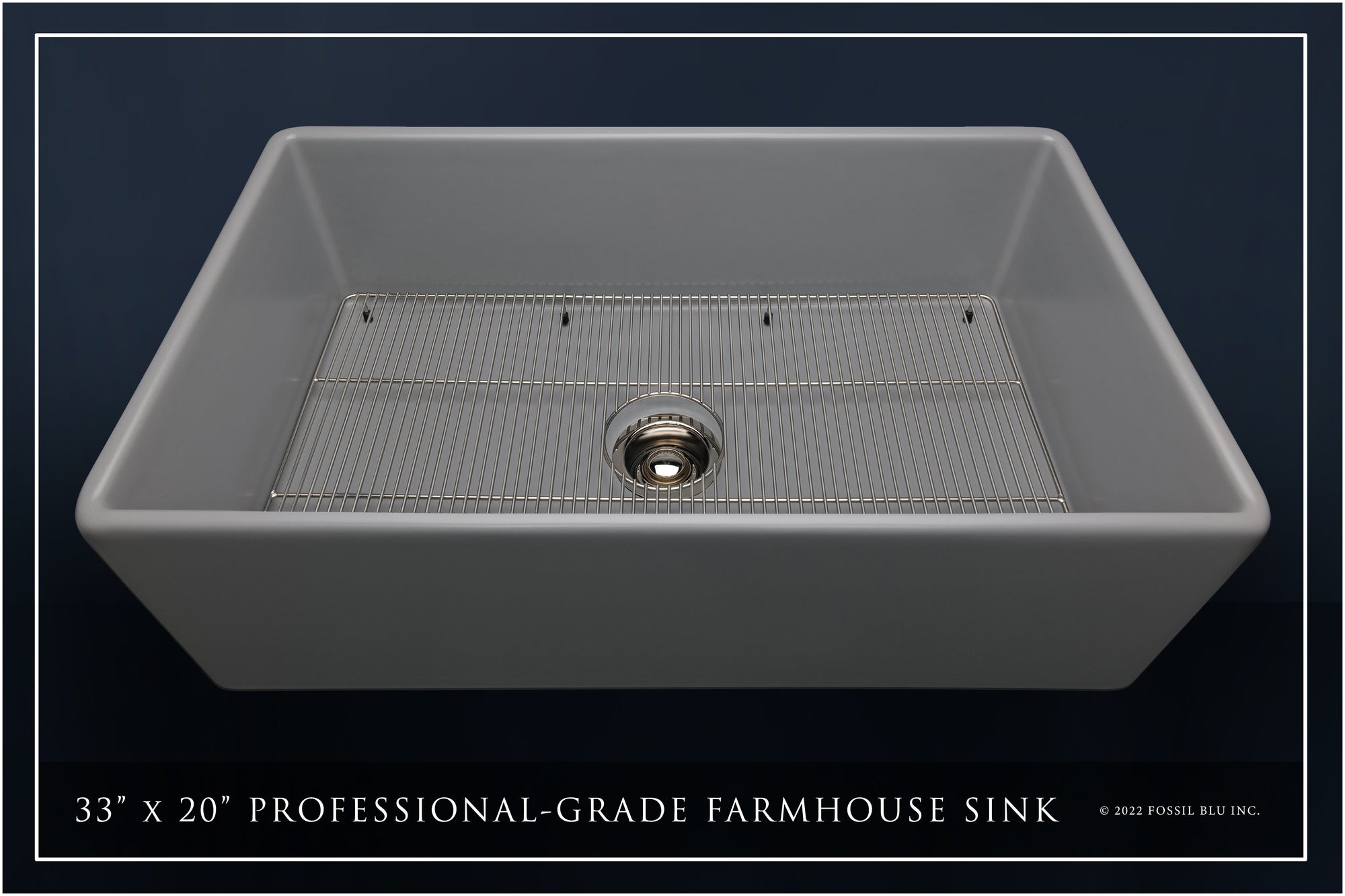 FSW1042PN LUXURY 33-INCH SOLID FIRECLAY FARMHOUSE SINK, MATTE GRAY, POL. NICKEL ACCS, FLAT FRONT