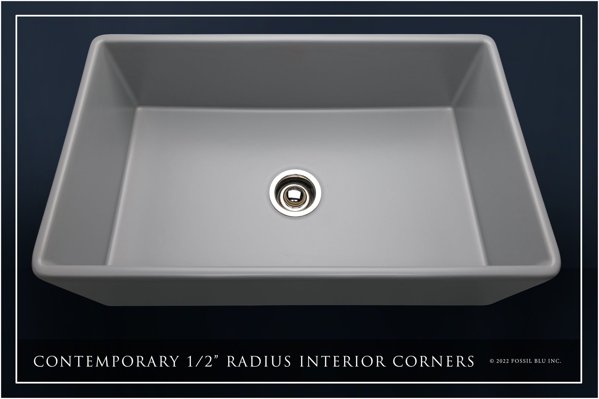 FSW1042PN LUXURY 33-INCH SOLID FIRECLAY FARMHOUSE SINK, MATTE GRAY, POL. NICKEL ACCS, FLAT FRONT