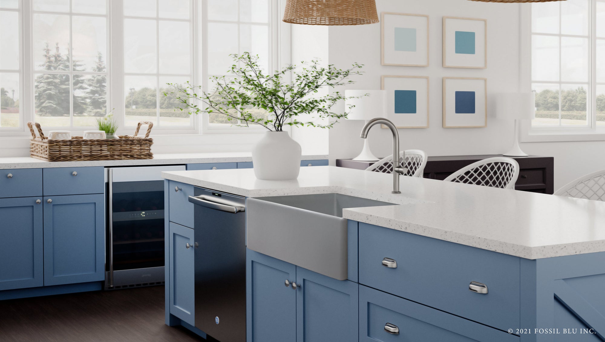 FSW1042 LUXURY 33-INCH SOLID FIRECLAY FARMHOUSE SINK, MATTE GRAY, ST. STEEL ACCS, FLAT FRONT