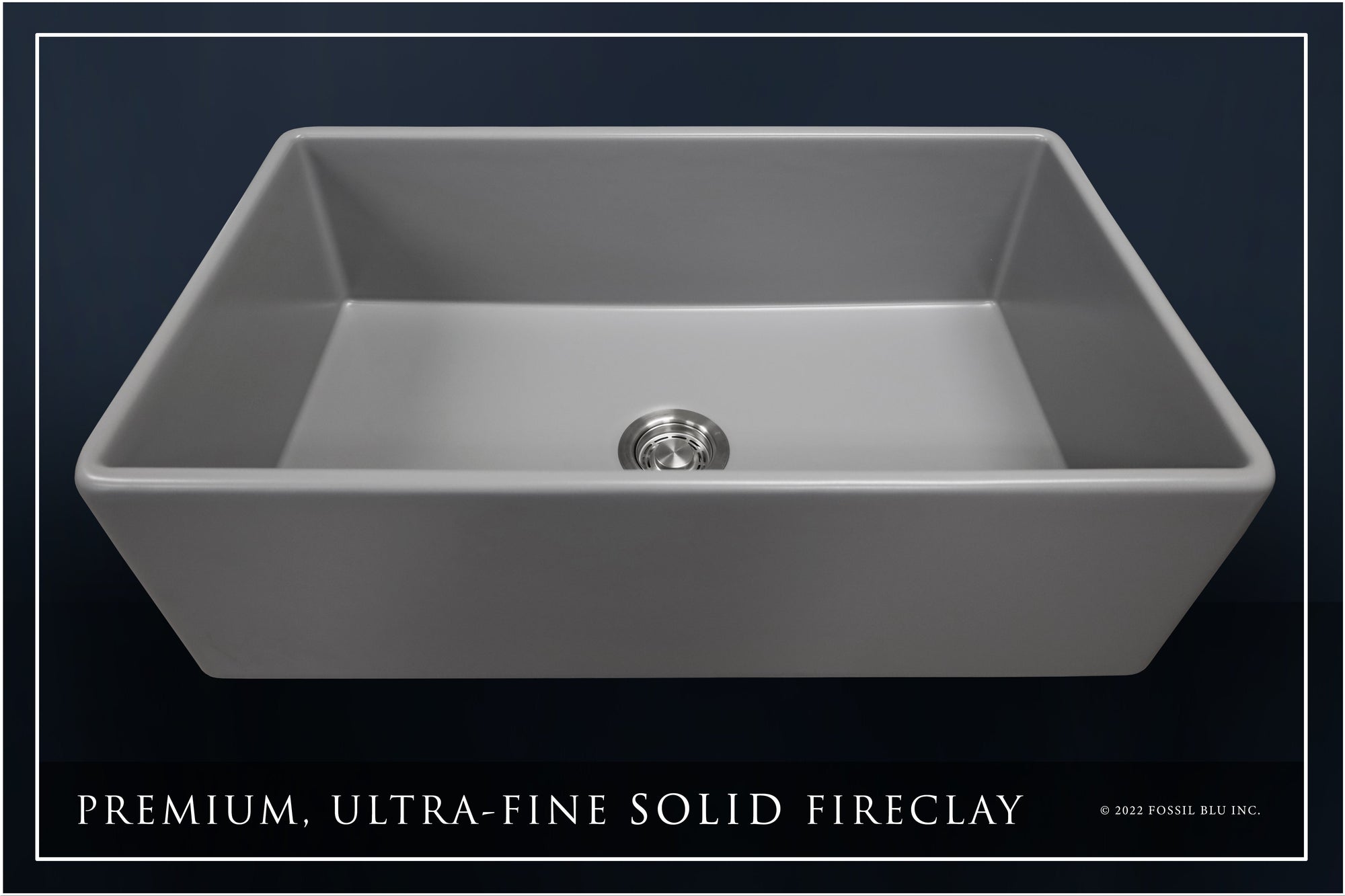 FSW1042 LUXURY 33-INCH SOLID FIRECLAY FARMHOUSE SINK, MATTE GRAY, ST. STEEL ACCS, FLAT FRONT