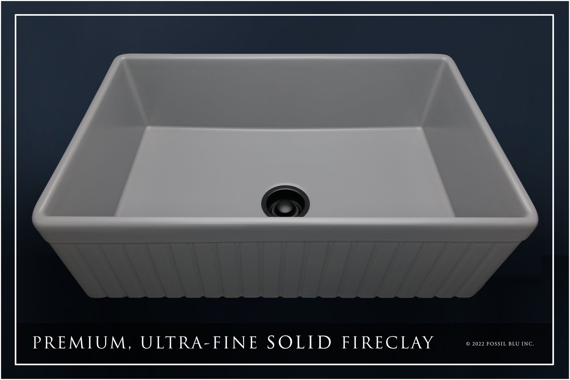 FSW1047MB LUXURY 33-INCH SOLID FIRECLAY FARMHOUSE SINK, MATTE GRAY, MATTE BLACK ACCS, FLUTED FRONT