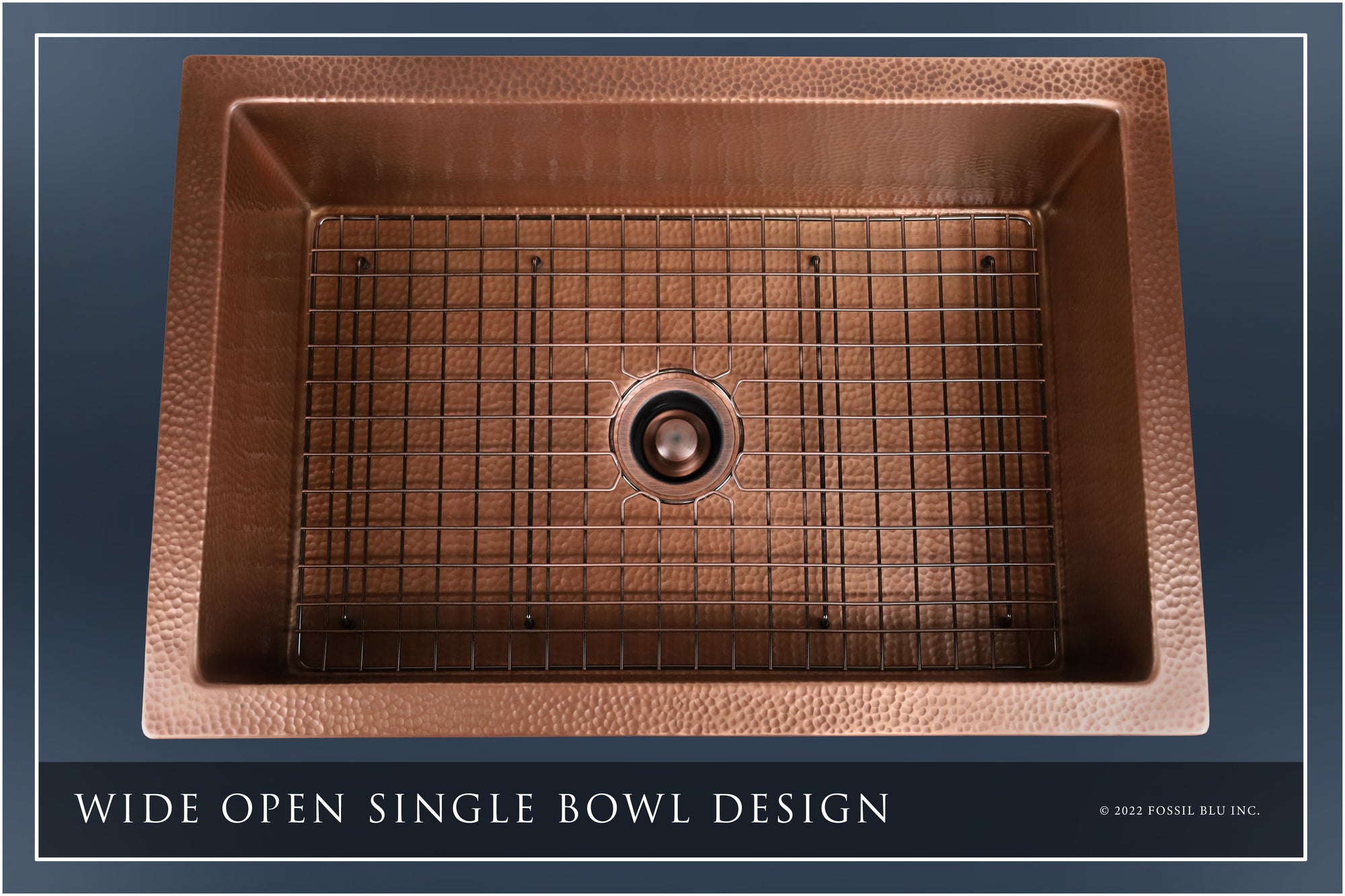 FSW1104 LUXURY 30-INCH HEAVY 12-GAUGE MEDIUM PATINA COPPER FARMHOUSE SINK, INCLUDES ACCS, FLAT FRONT